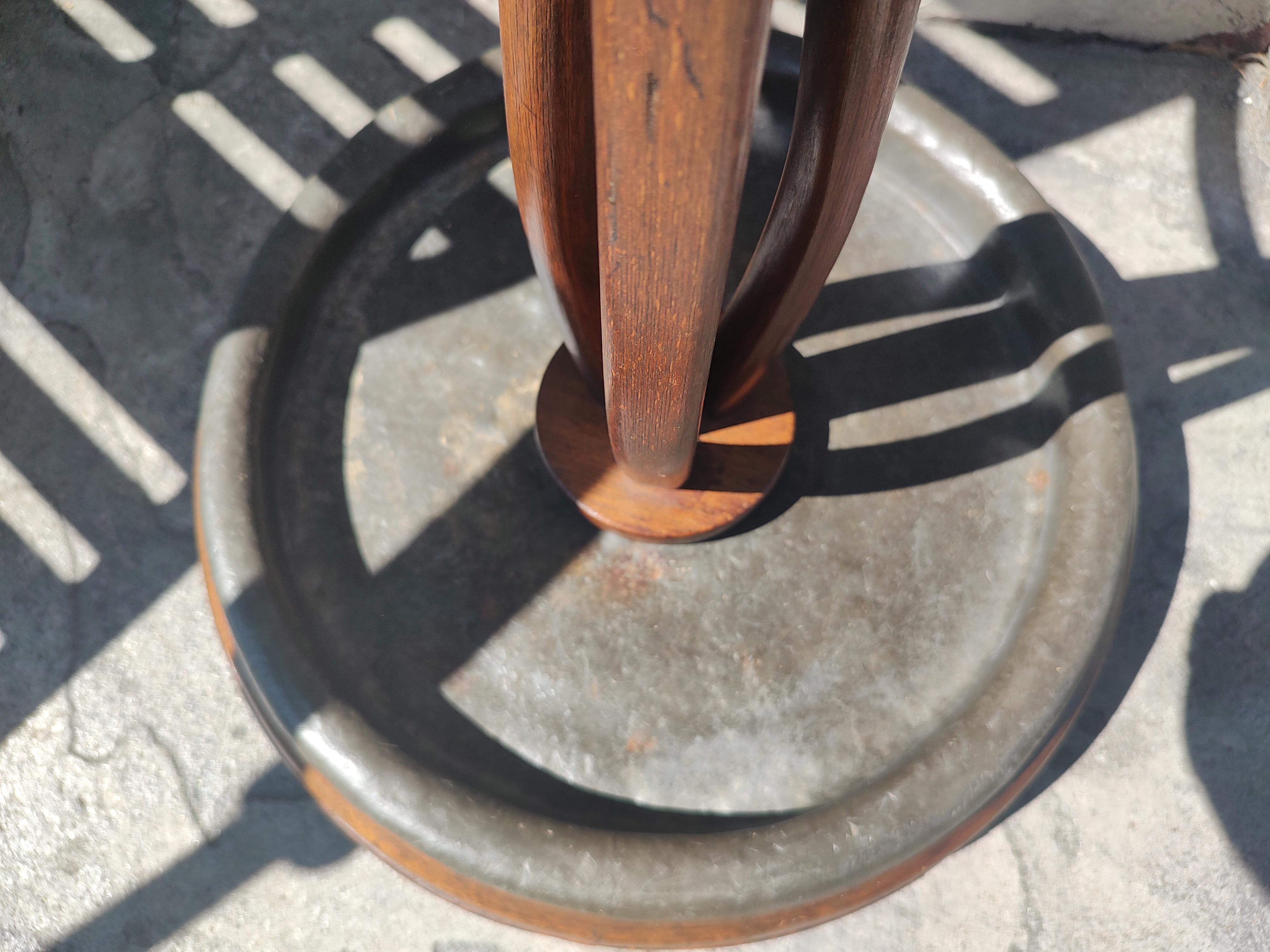 Late 19th Century Thonet Bentwood Oak Umbrella Stand with Original Lead Tray For Sale 3