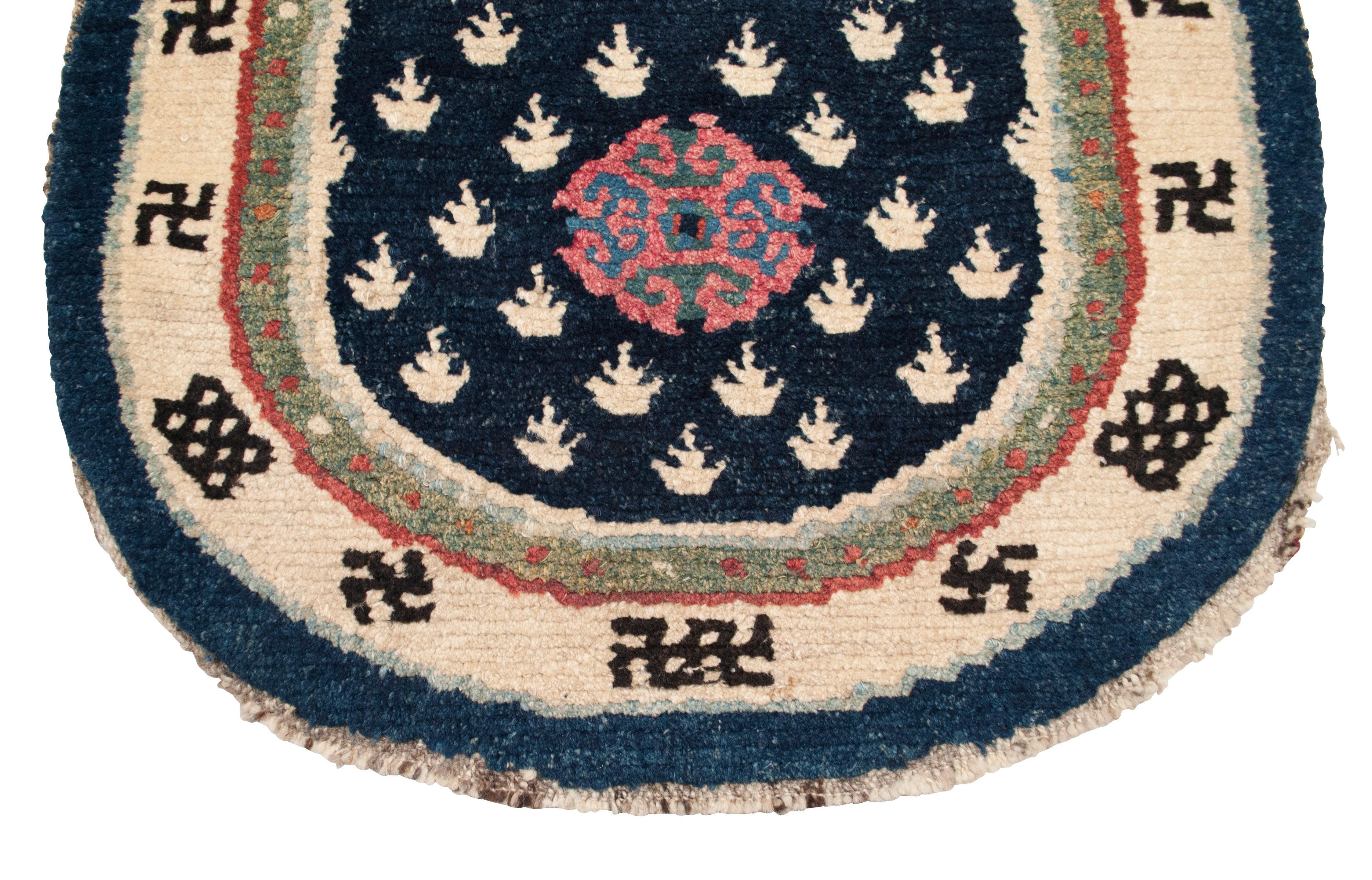 Tribal Late 19th Century Tibetan Oval Saddle Carpet