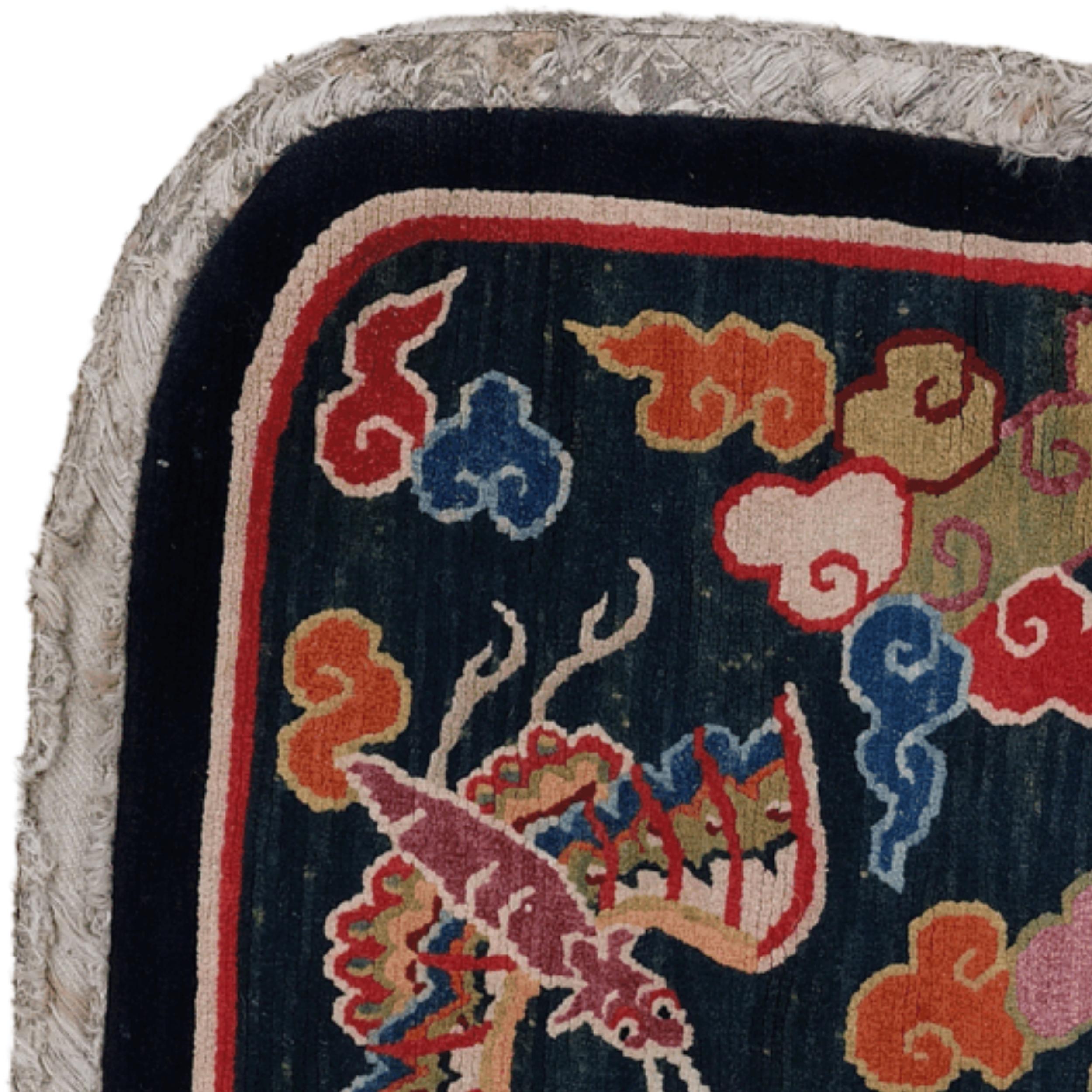 Wool Late 19th Century Tibetan Saddle Rug For Sale