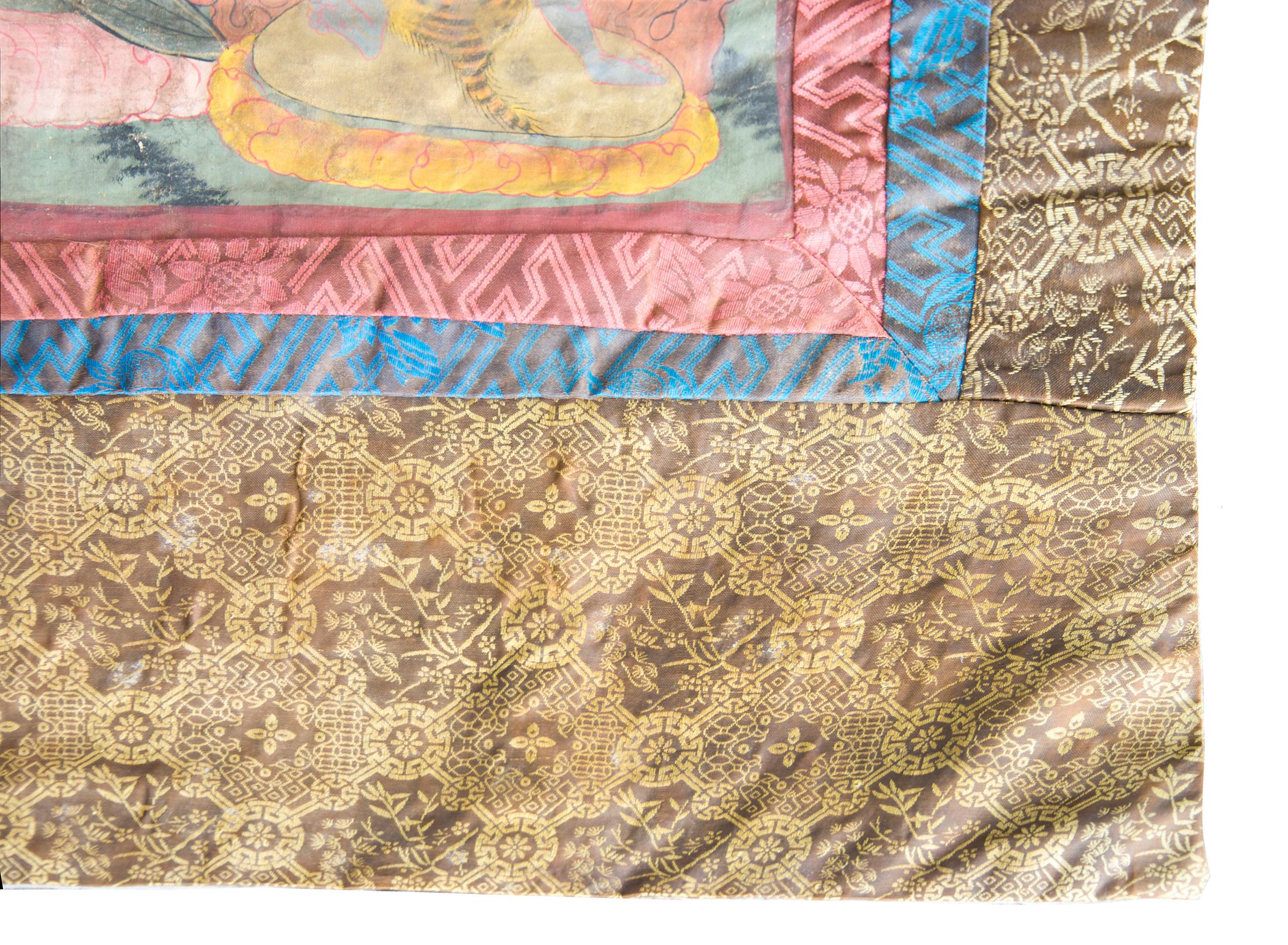 Linen Late 19th Century Tibetan Thangka Depicting Sitatapattra For Sale
