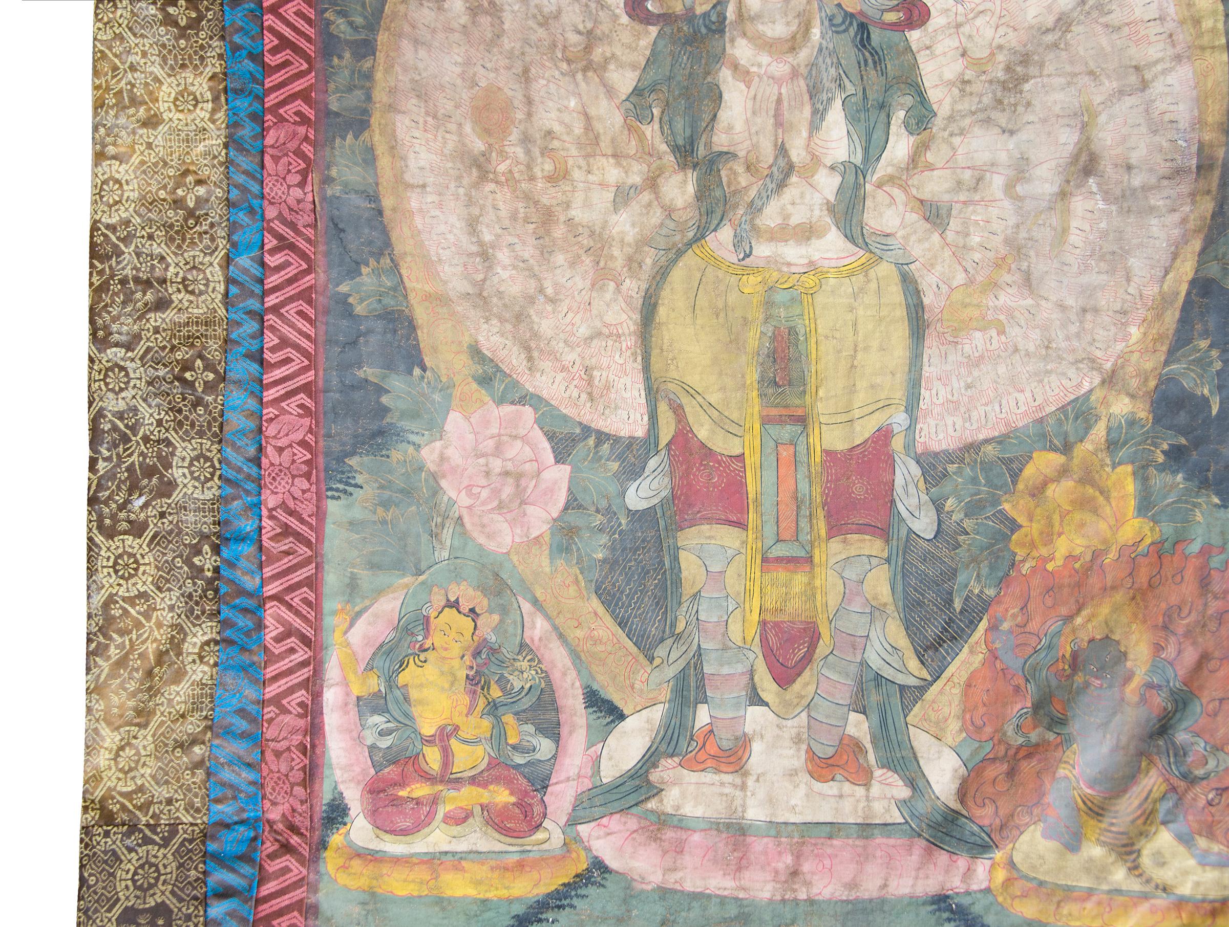 Late 19th Century Tibetan Thangka Depicting Sitatapattra For Sale 3