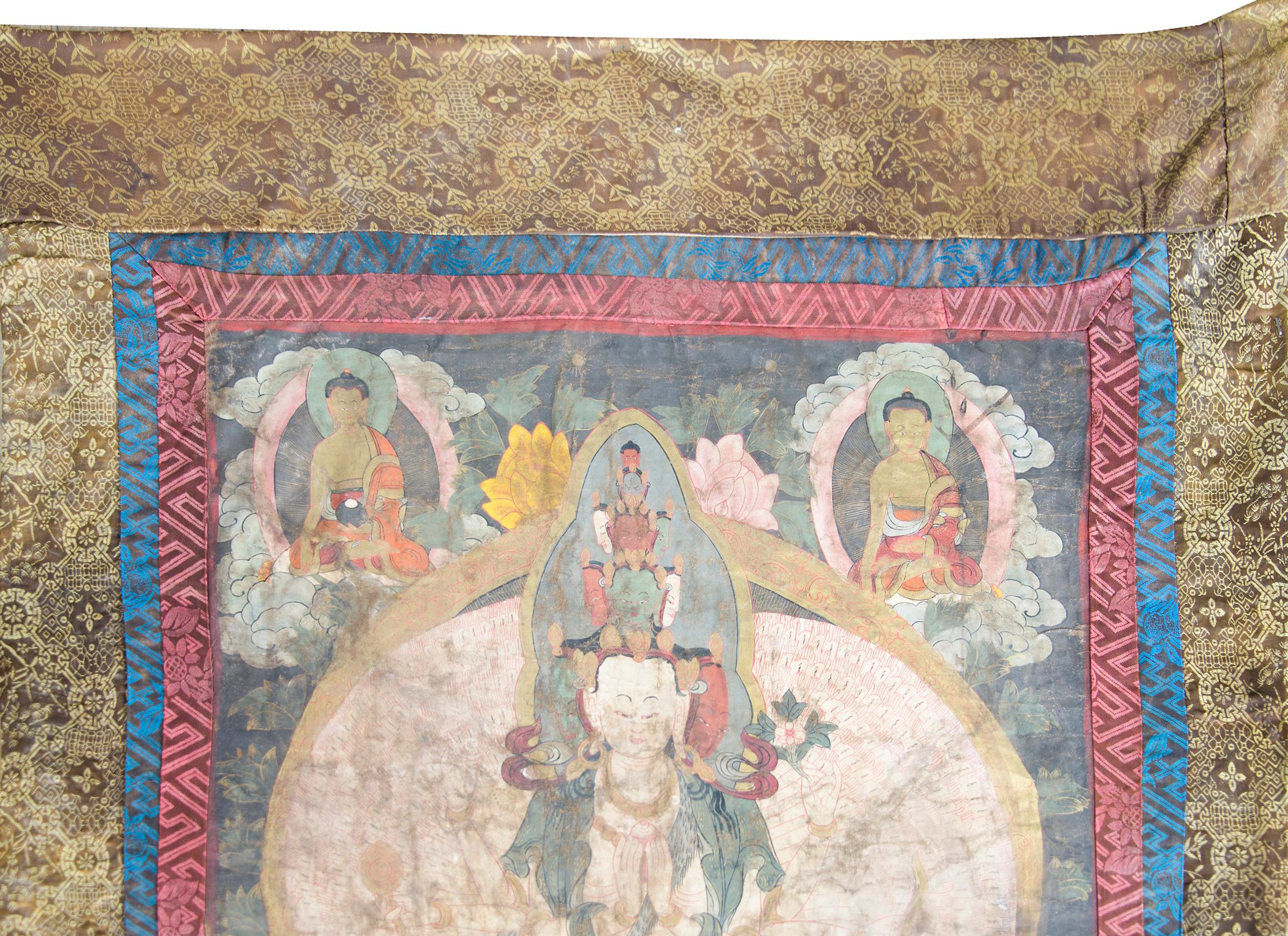 Late 19th Century Tibetan Thangka Depicting Sitatapattra For Sale 4