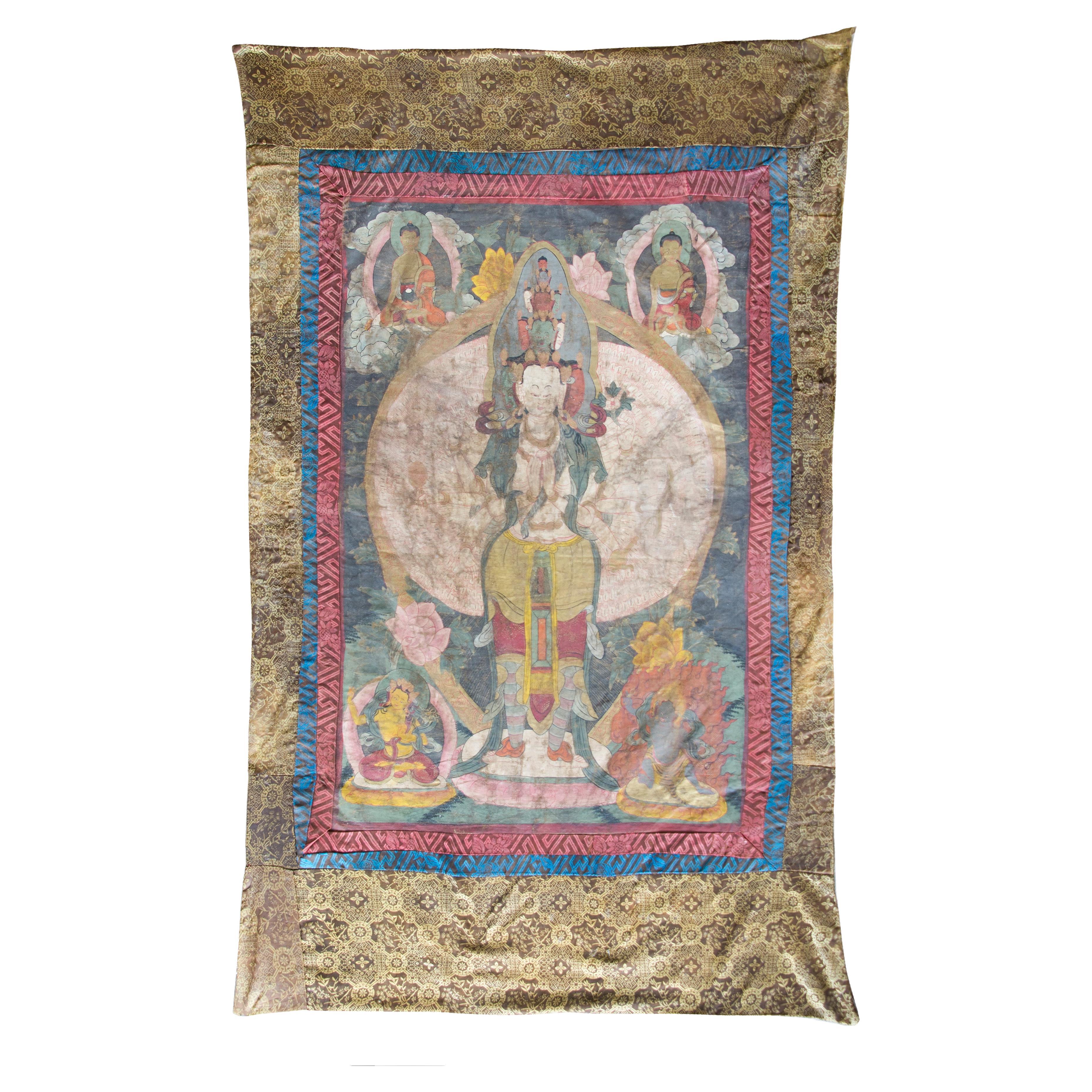 Late 19th Century Tibetan Thangka Depicting Sitatapattra