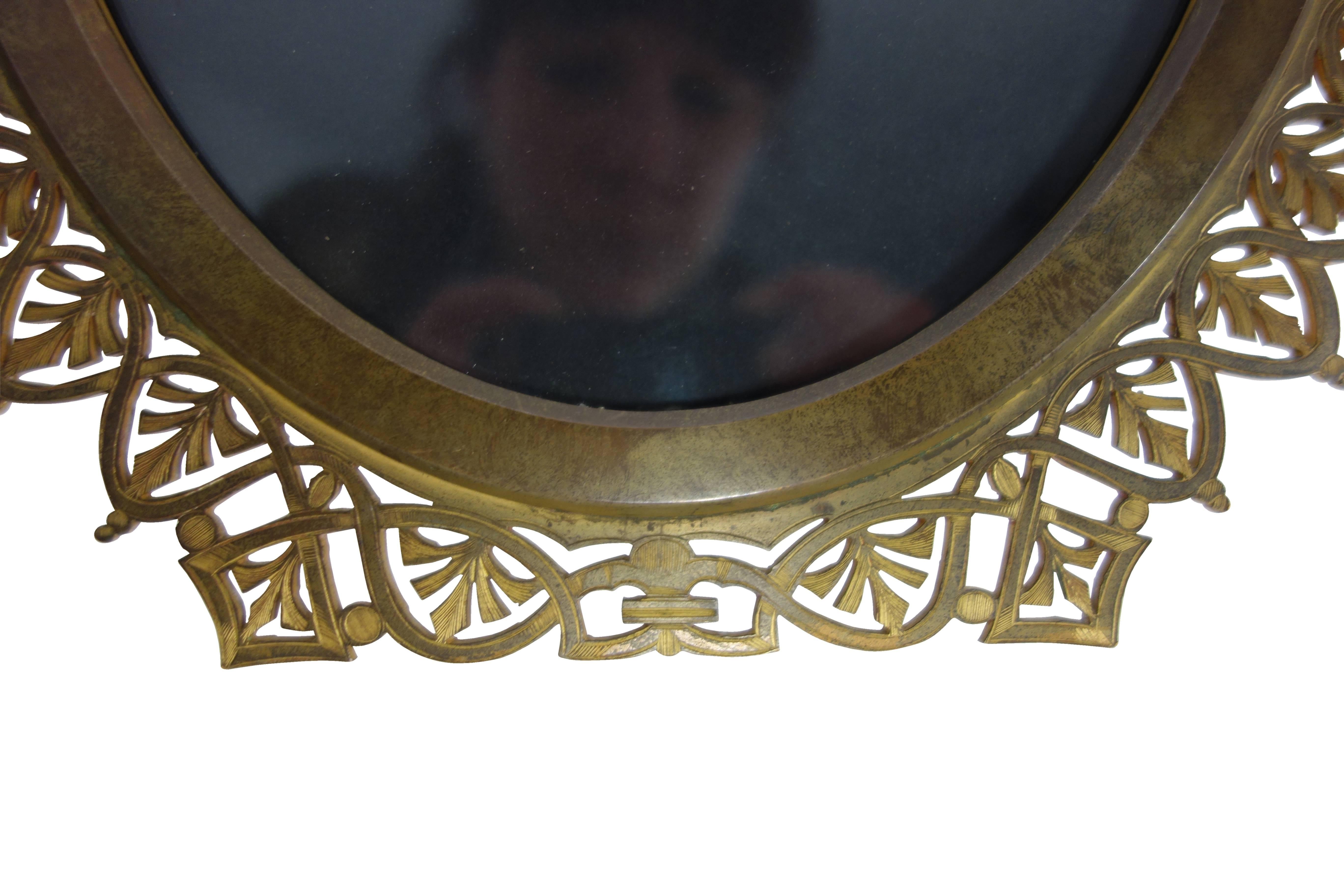 American Late 19th Century Tiffany & Co. Brass Oval Picture Frame For Sale