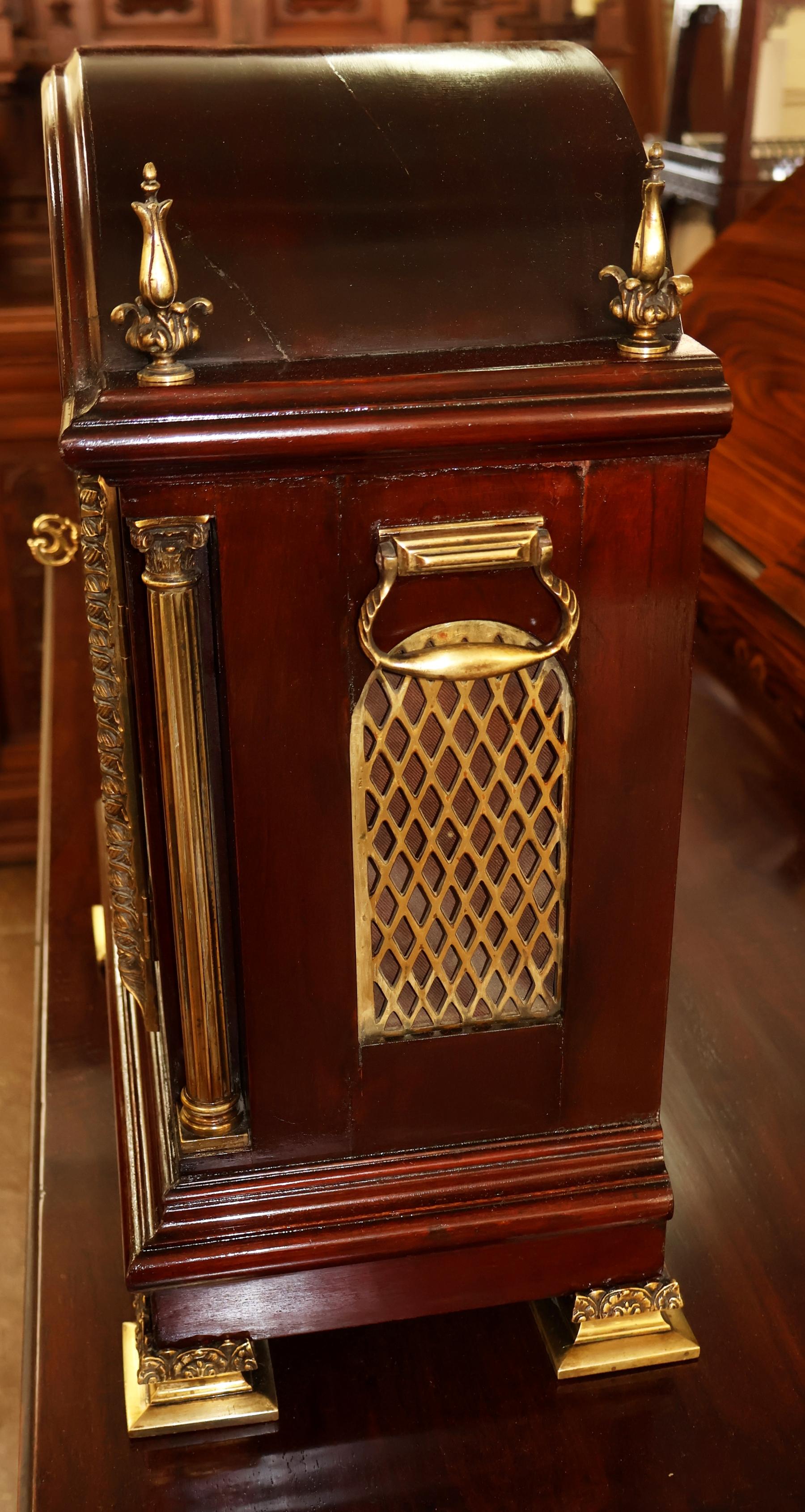 Late 19th Century Tiffany & Co Maker's Mahogany & Brass Mantel Bracket Clock For Sale 6
