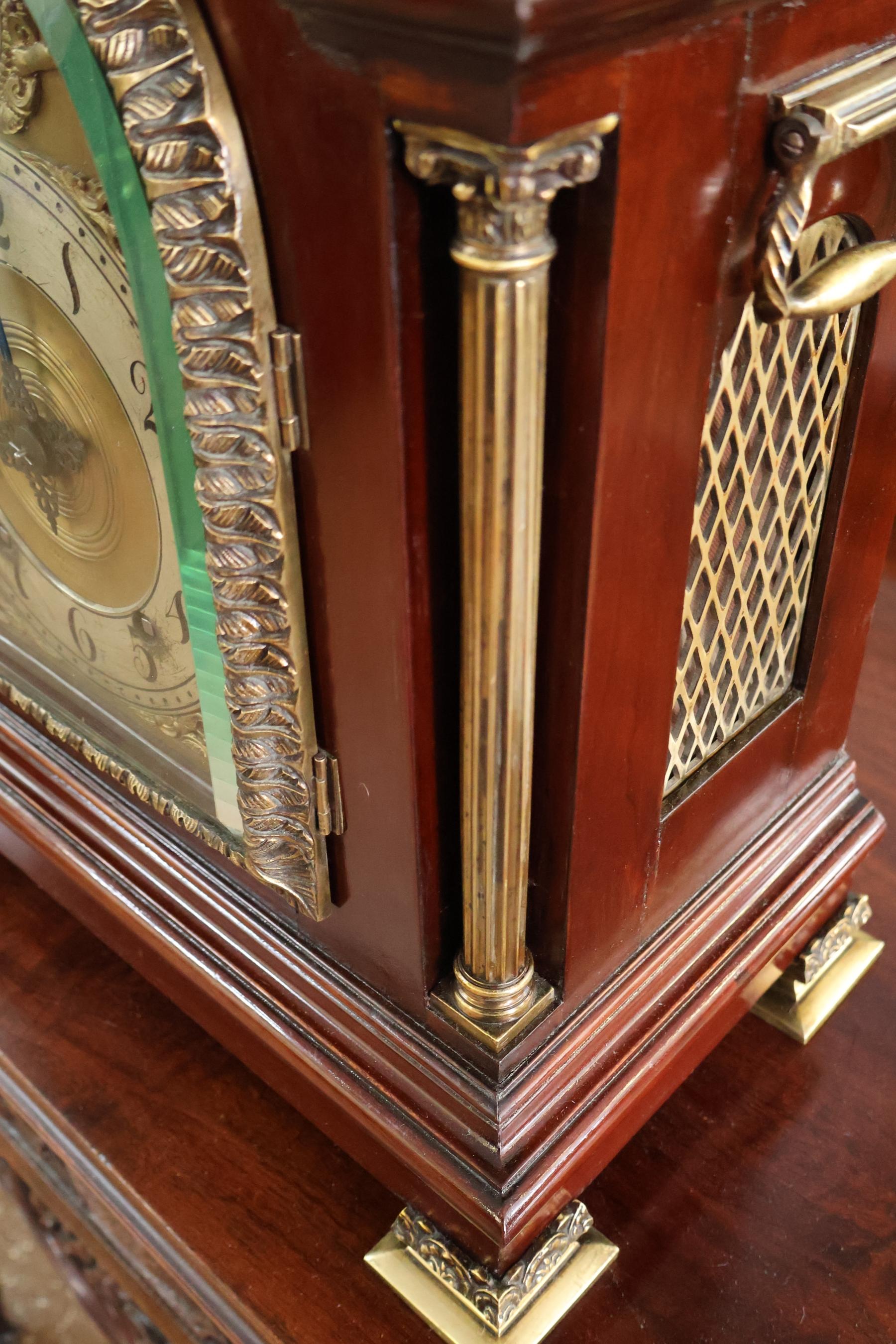 Late 19th Century Tiffany & Co Maker's Mahogany & Brass Mantel Bracket Clock For Sale 7
