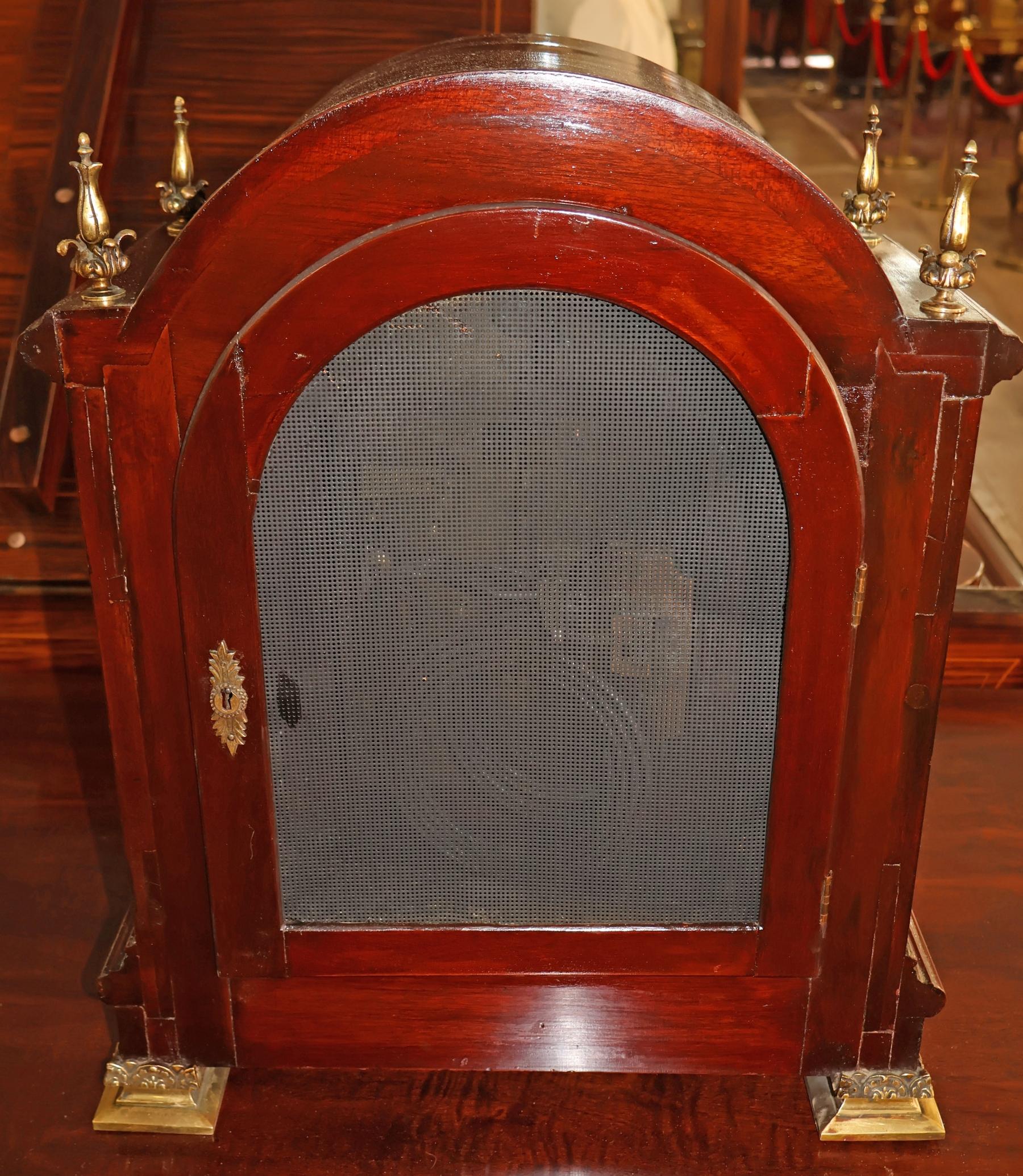 Late 19th Century Tiffany & Co Maker's Mahogany & Brass Mantel Bracket Clock For Sale 10