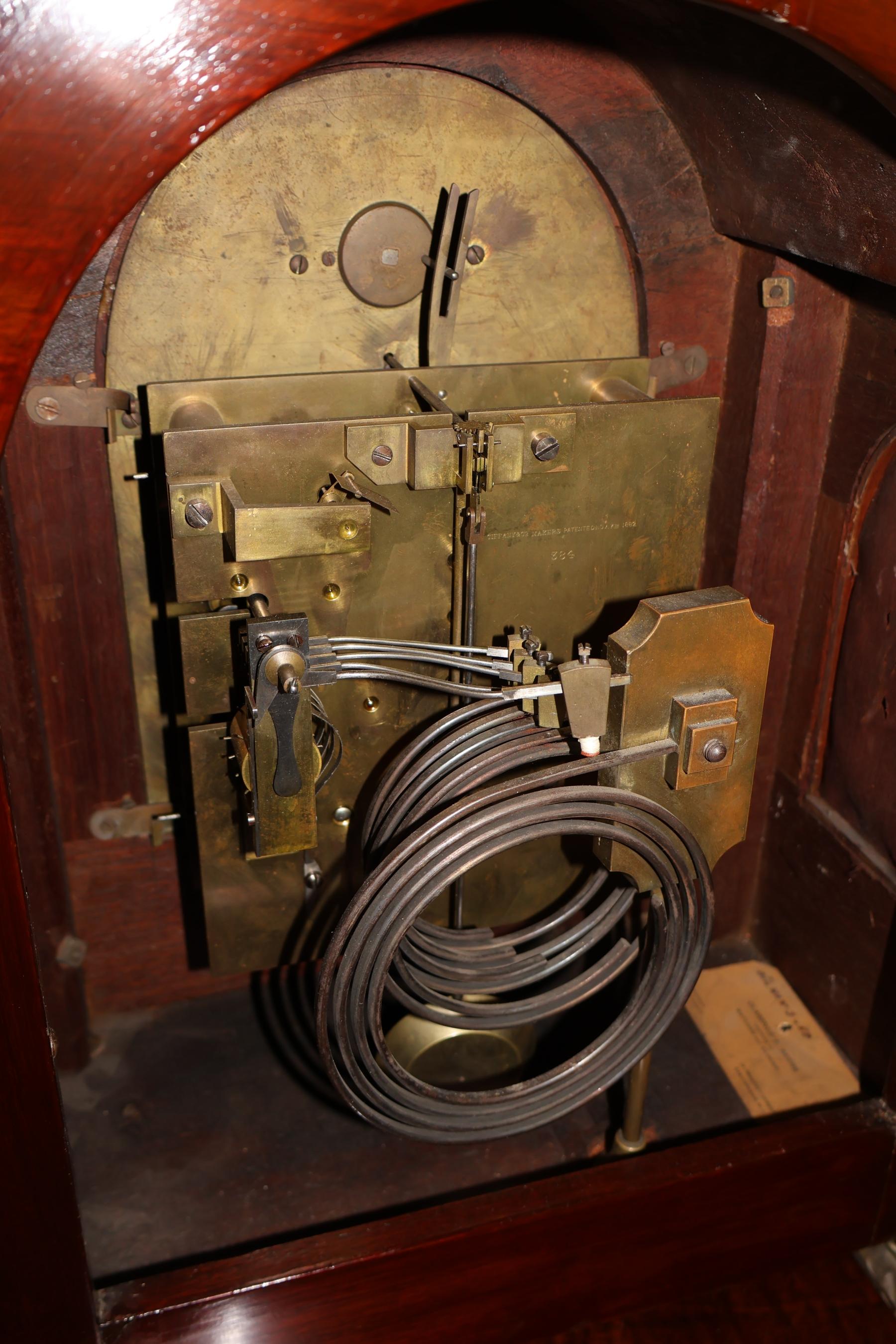 Late 19th Century Tiffany & Co Maker's Mahogany & Brass Mantel Bracket Clock For Sale 13
