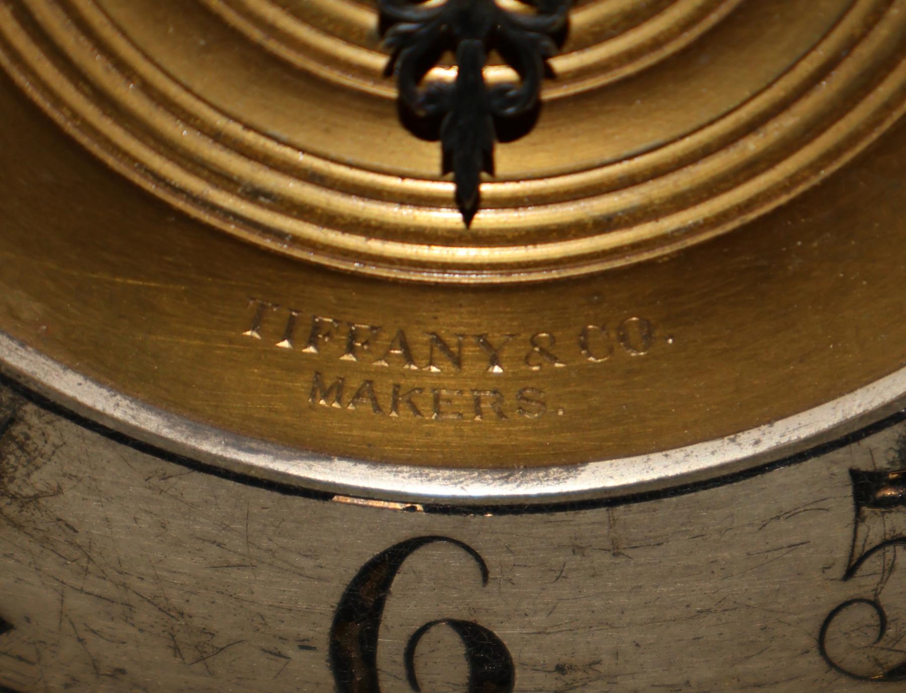 Late 19th Century Tiffany & Co Maker's Mahogany & Brass Mantel Bracket Clock For Sale 2