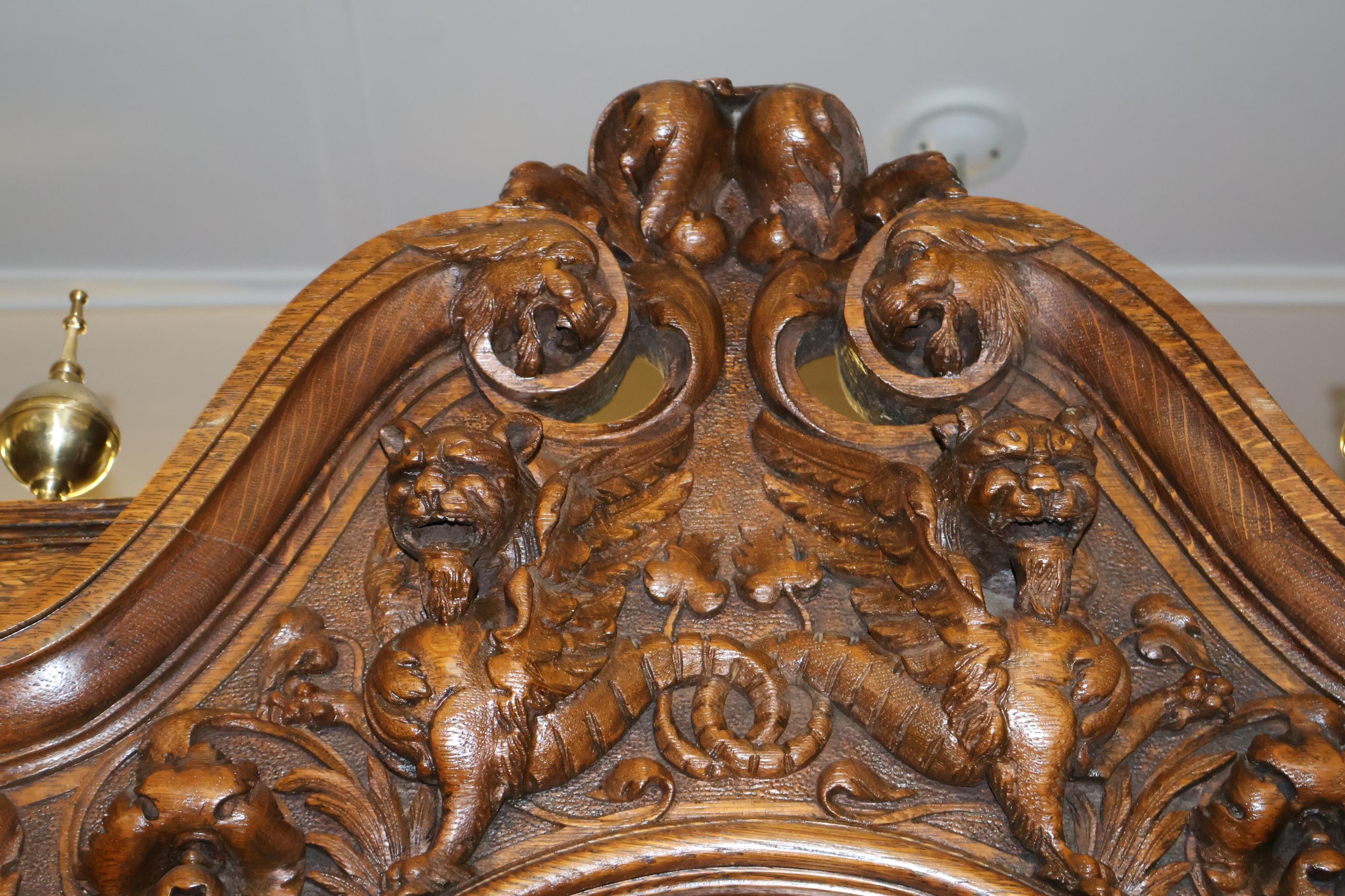 Late 19th Century Tiger Oak Horner Tall Case Grandfather Clock Elliot Movement For Sale 7