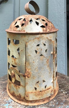 Late 19th Century Tin Lantern with Star Designs