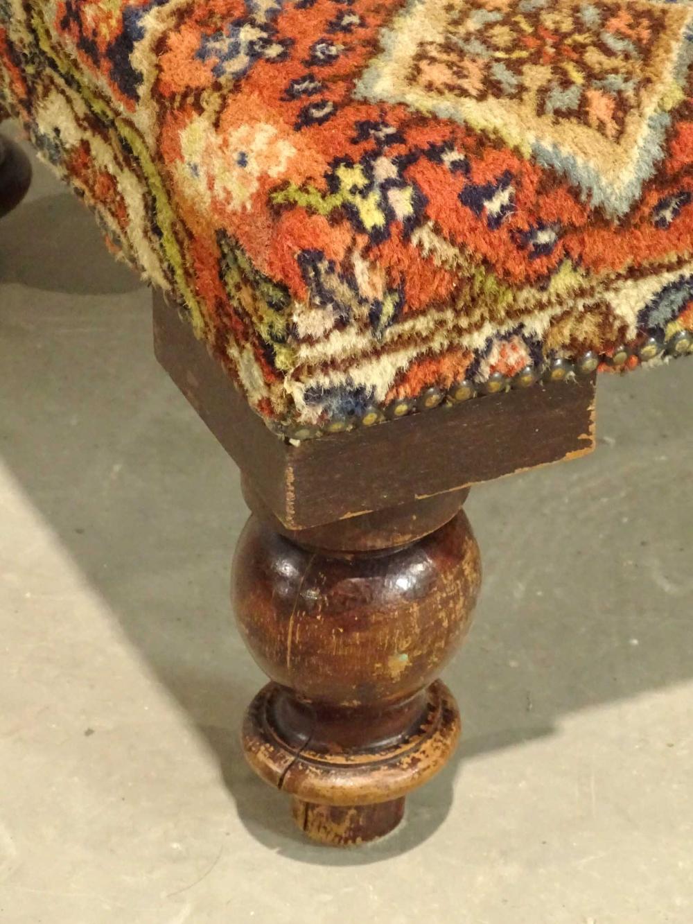 Unknown Late 19th to Early 20th Century Oriental Rug Upholstered Bench