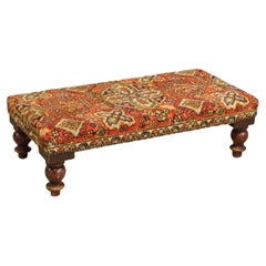 Late 19th Century to Early 20th Century Bench with Oriental Rug Upholstery