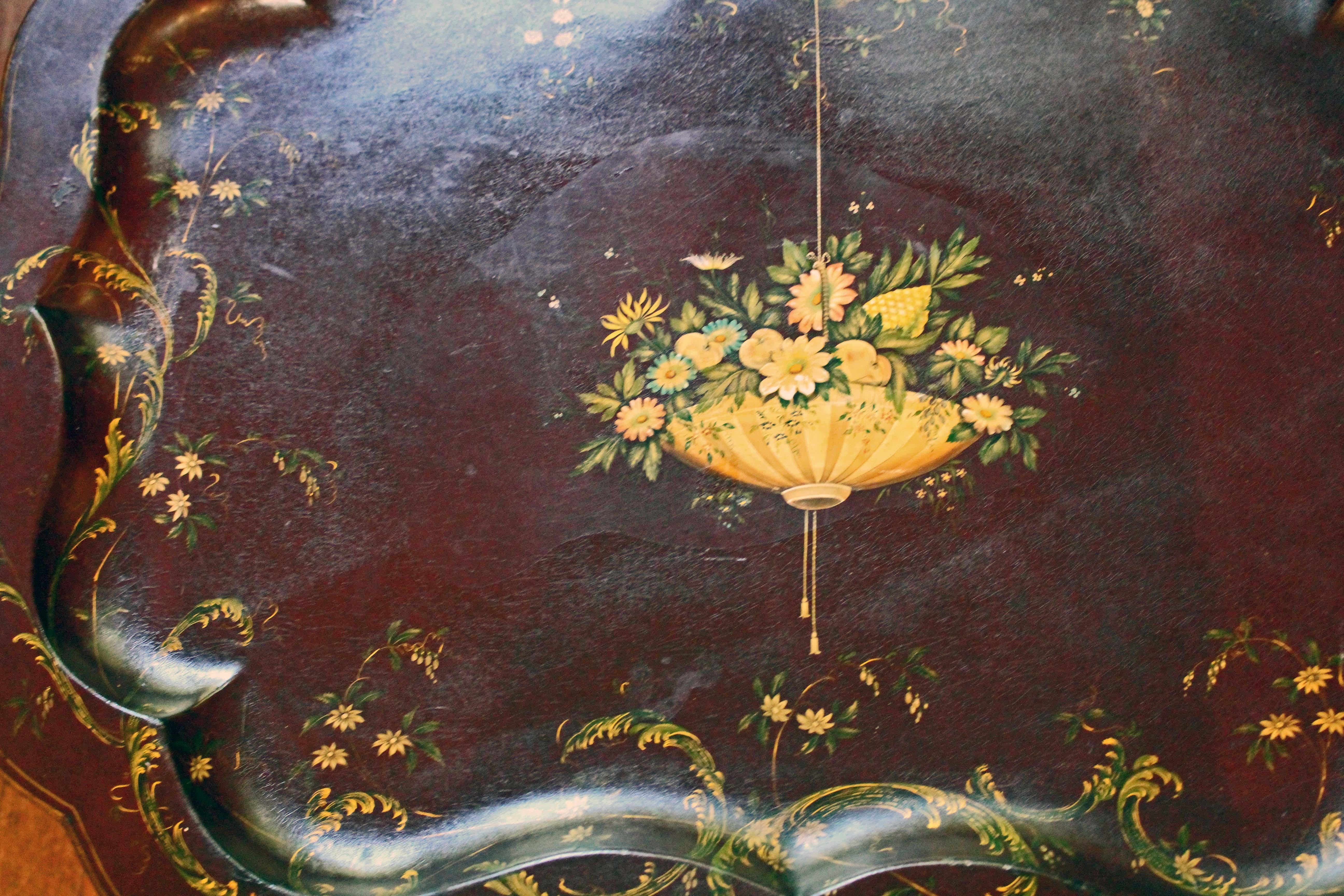 Late 19th Century Tole Mulberry Colored Tray on Stand 2