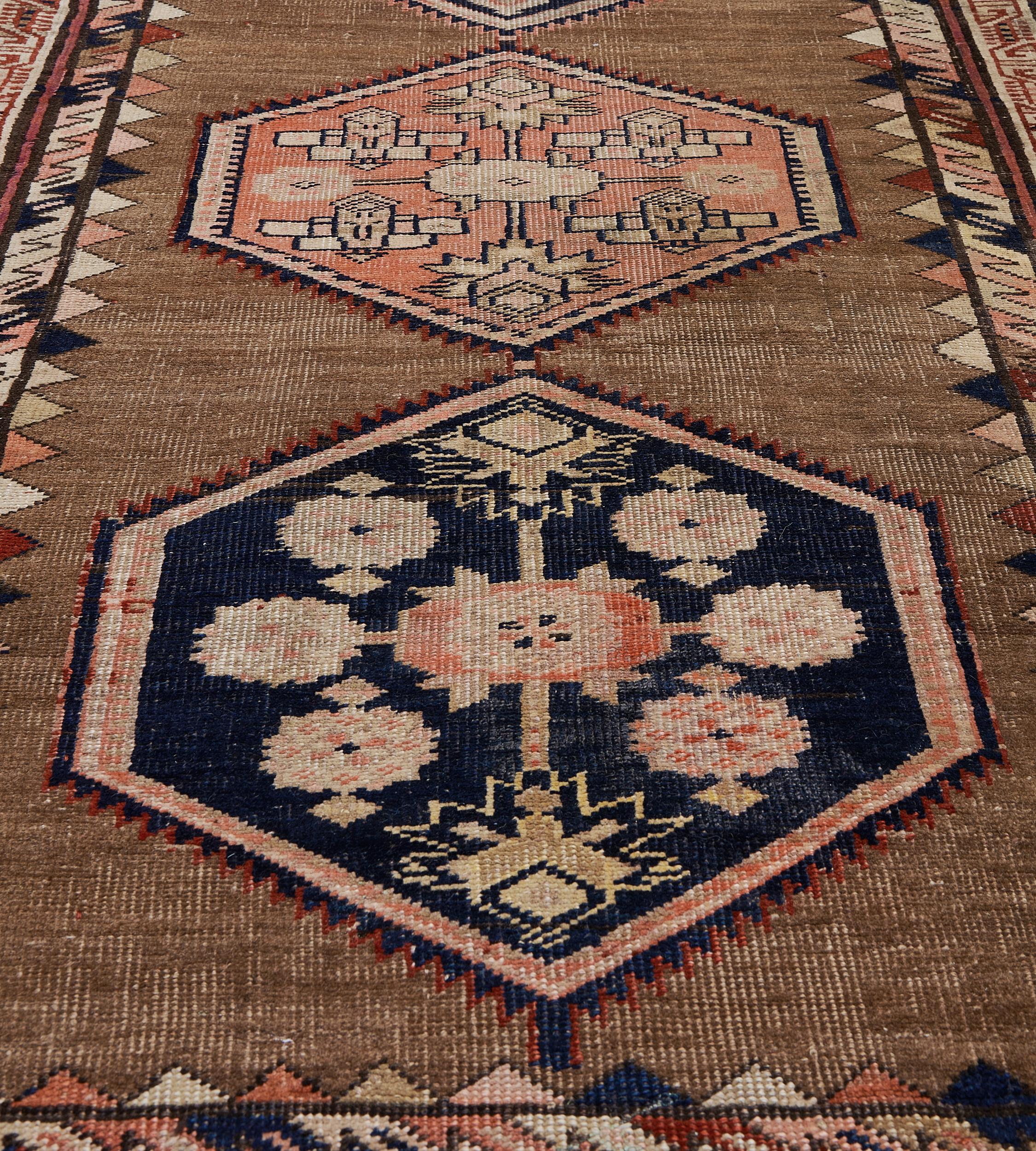 Late 19th Century Traditional Handwoven Persian Bidjar Runner In Good Condition For Sale In West Hollywood, CA