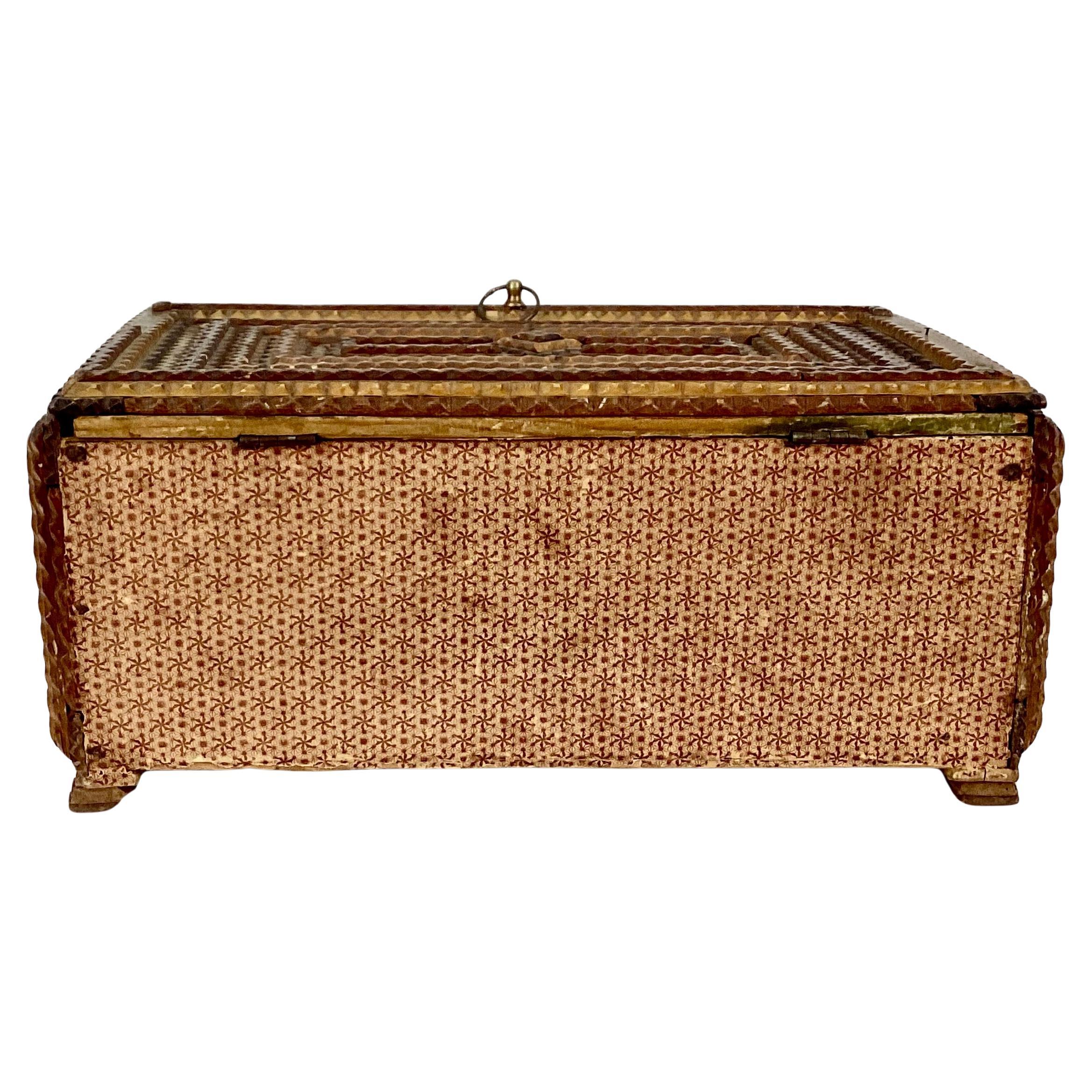 American Late 19th Century Tramp Art Box For Sale
