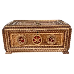 Caja Tramp Art de finales del siglo XIX