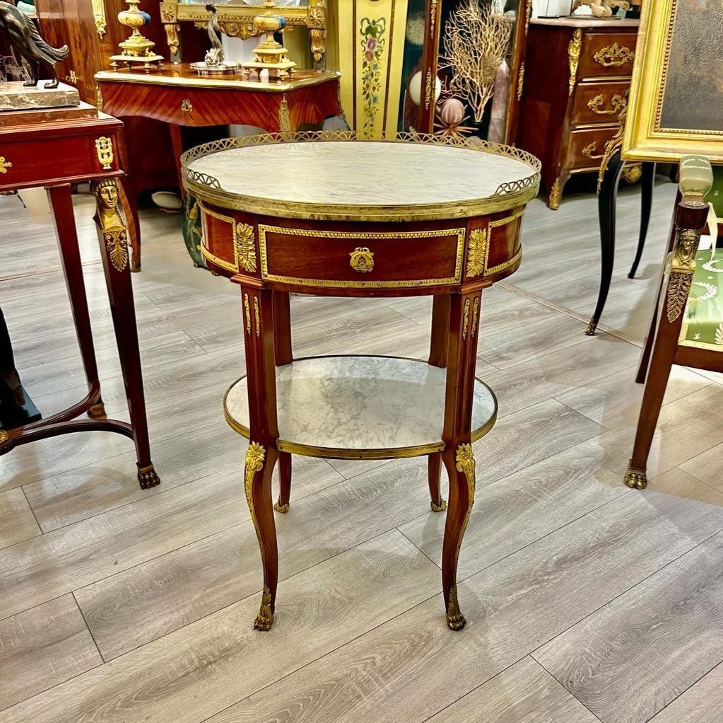 Late 19th Century Transition Louis XV Style Gueridon in Marble with Two Tiers In Good Condition In NICE, FR