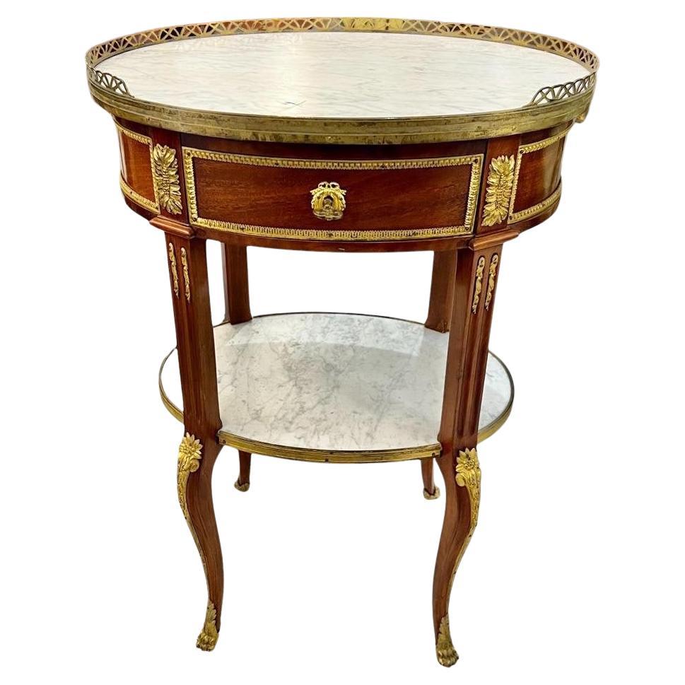 Late 19th Century Transition Louis XV Style Gueridon in Marble with Two Tiers For Sale