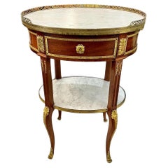 Used Late 19th Century Transition Louis XV Style Gueridon in Marble with Two Tiers