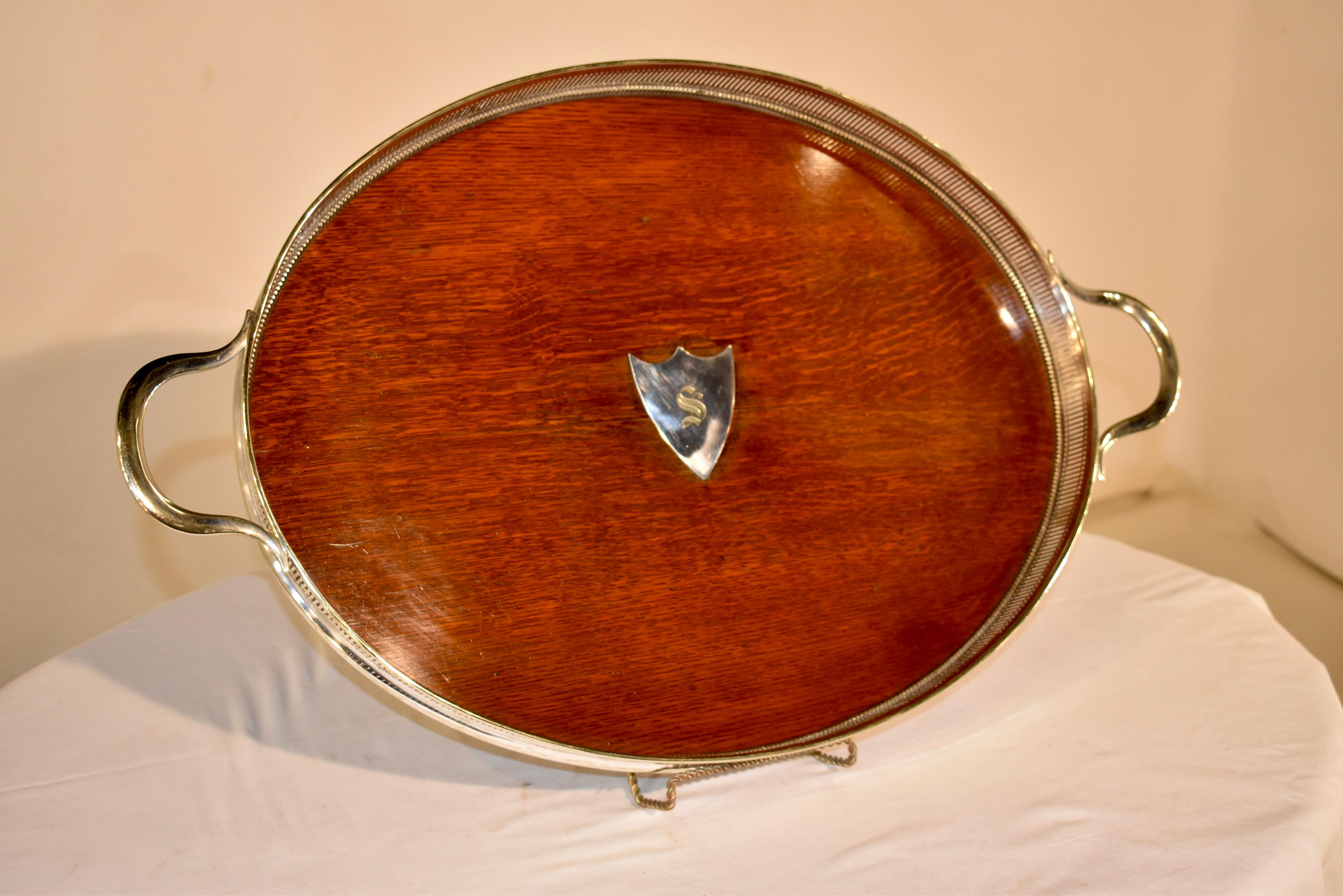 Silver Plate Late 19th Century Treen Gallery Tray For Sale