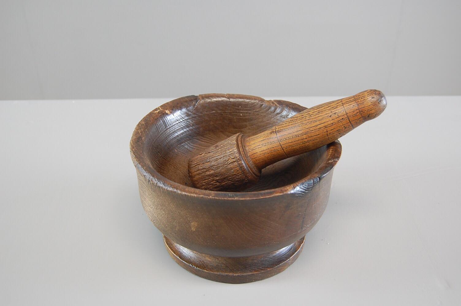Well patinated pestle and mortar, France, circa 1880.
 