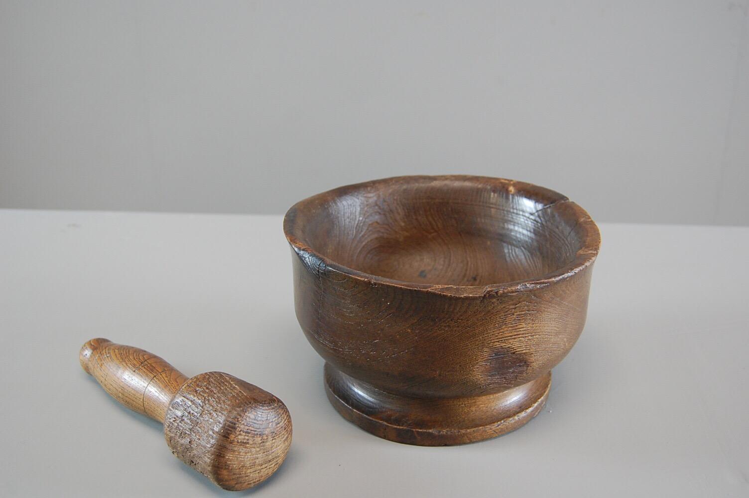 French Late 19th Century Treen Pestle and Mortar
