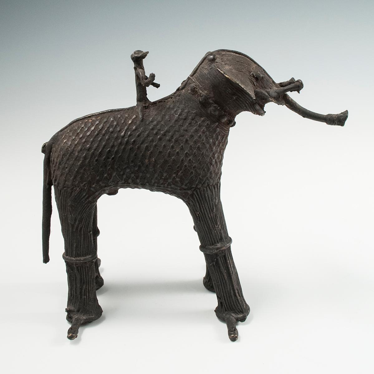 Indian Late 19th Century Tribal Cast Bronze Elephant TOTEM Figure, Kondh People, India