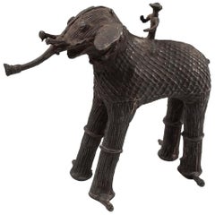Antique Late 19th Century Tribal Cast Bronze Elephant TOTEM Figure, Kondh People, India
