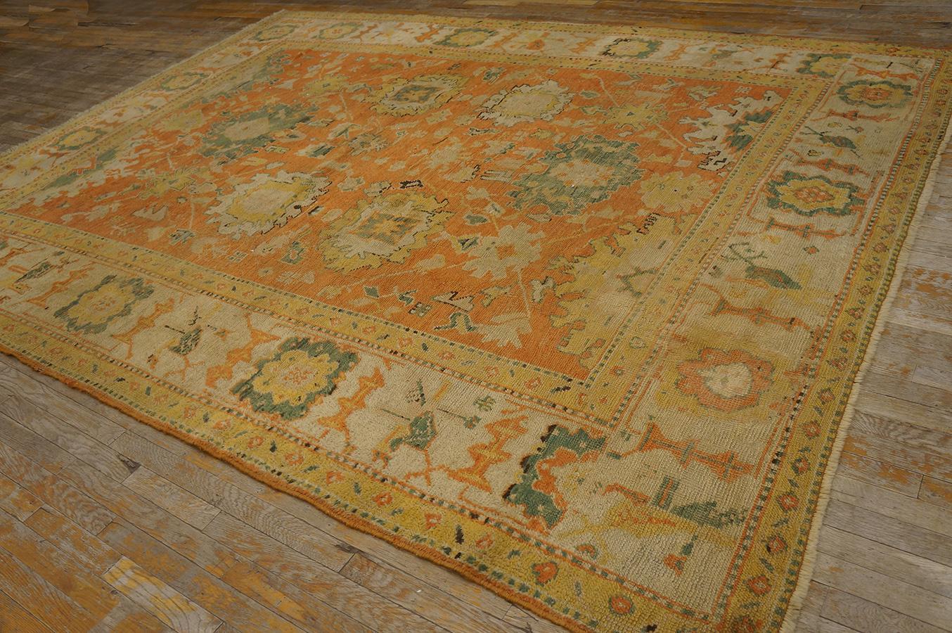 Wool Late 19th Century Turkish Oushak Carpet ( 8'4''x 11'2'' - 254 x 340 ) For Sale
