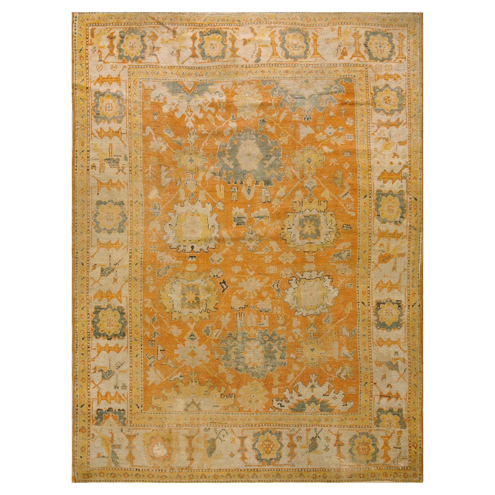 Late 19th Century Turkish Oushak Carpet ( 8'4''x 11'2'' - 254 x 340 ) For Sale