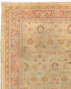 Tapis turc Borlou beige, vert et jaune de la fin du 19e siècle