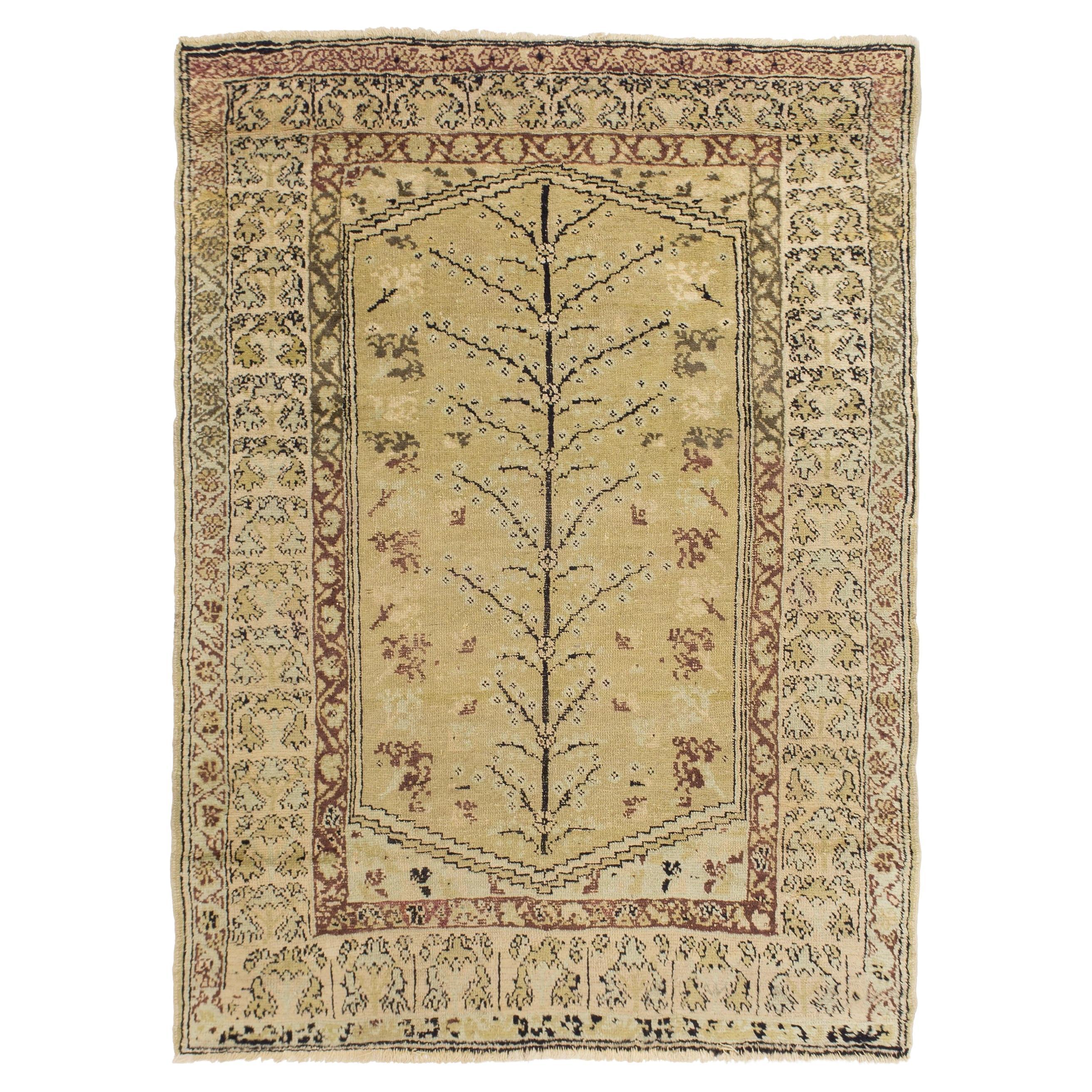 Türkischer Kula-Lebensbaum-Teppich aus dem späten 19.