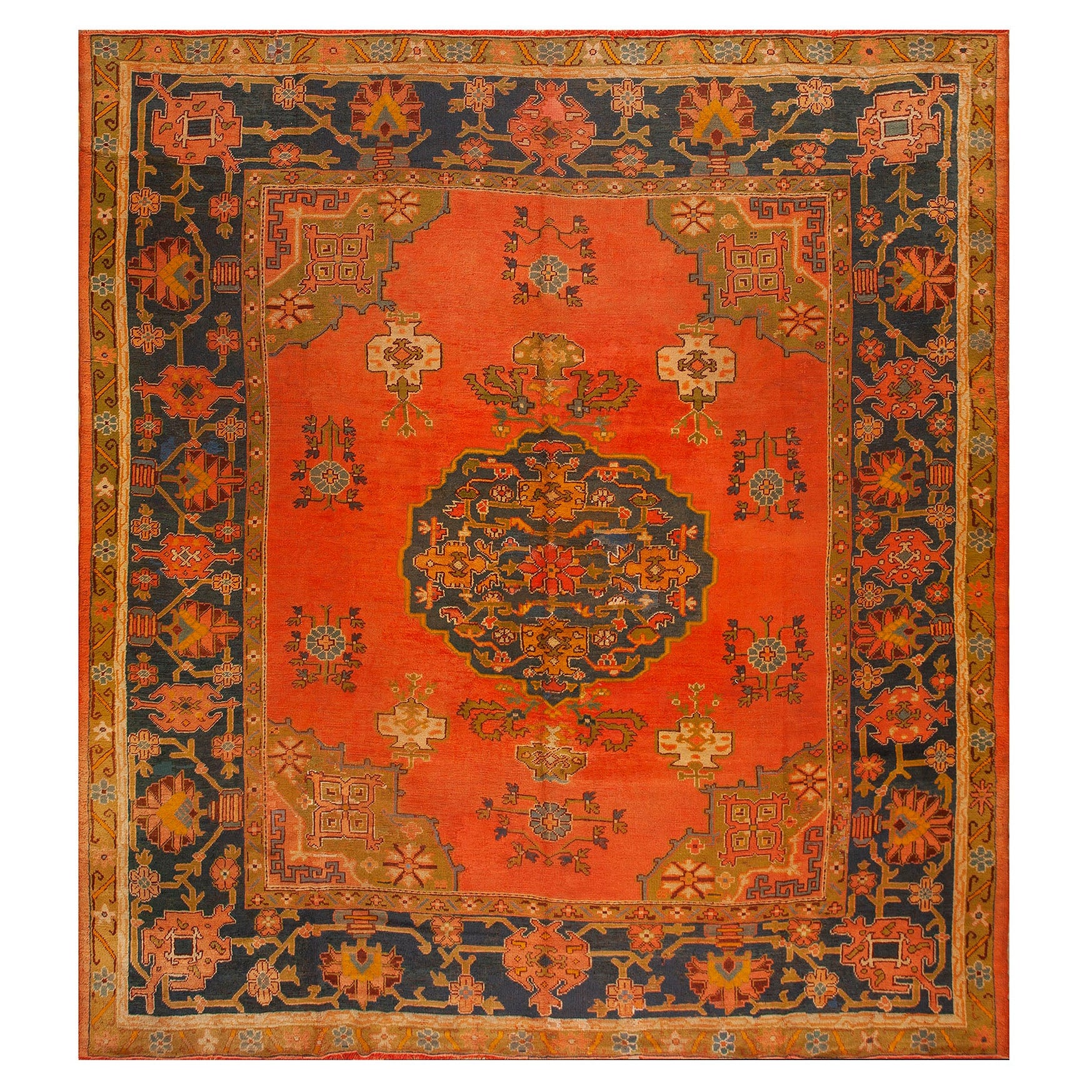 Tappeto Oushak turco della fine del XIX secolo ( 10' 7'' x 12' 2'' - 322 x 370 )