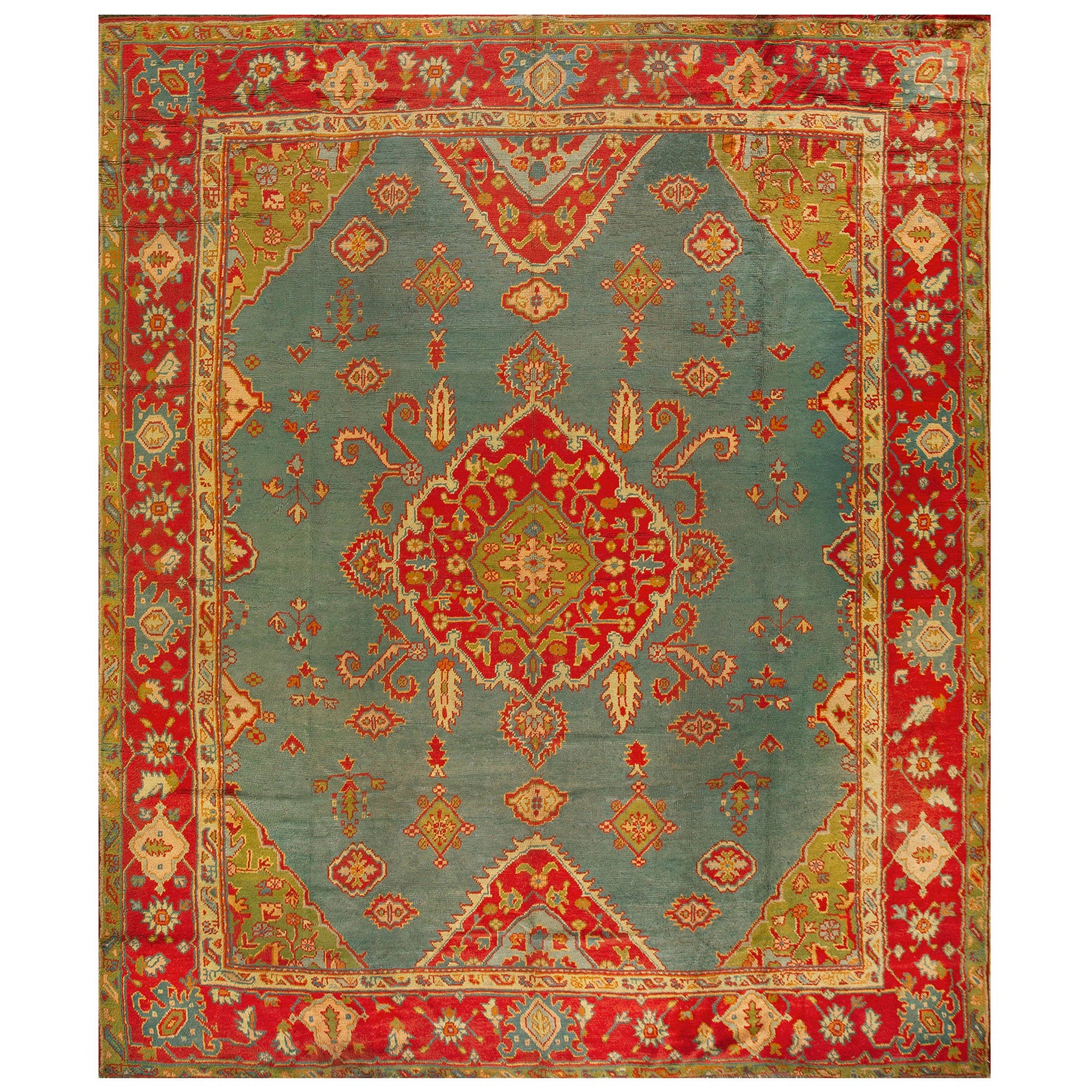 Tappeto Oushak turco della fine del XIX secolo ( 11' 2'' x 13' 1'' - 340 x 398 cm )