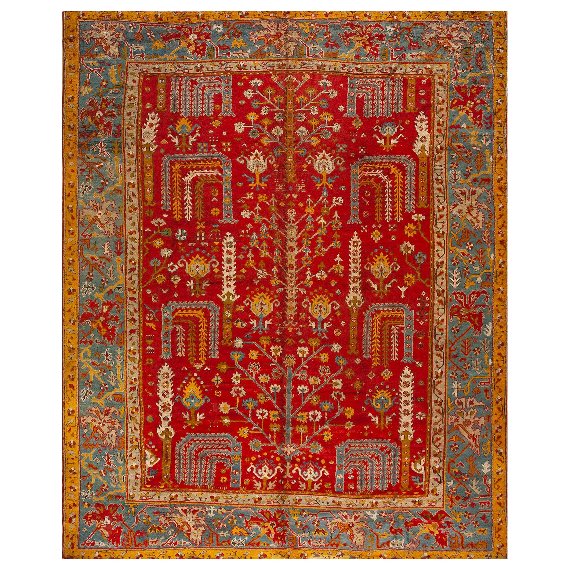 Alfombra turca Oushak de finales del siglo XIX  ( 11' 5'' x 14' 6'' - 348 x 442 cm )