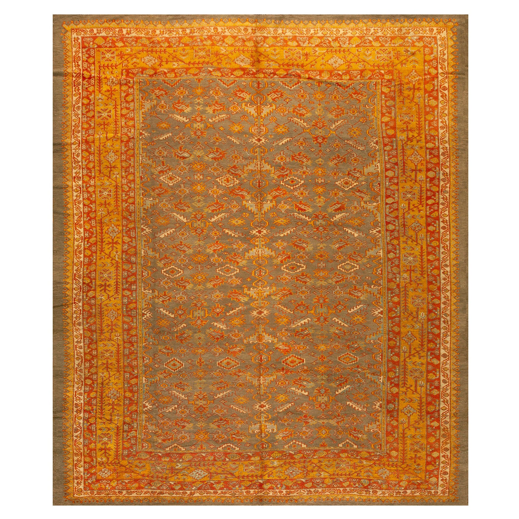 Türkischer Oushak-Teppich des späten 19. Jahrhunderts ( 9'7'' x 11'3'' - 292 x 343 cm) im Angebot