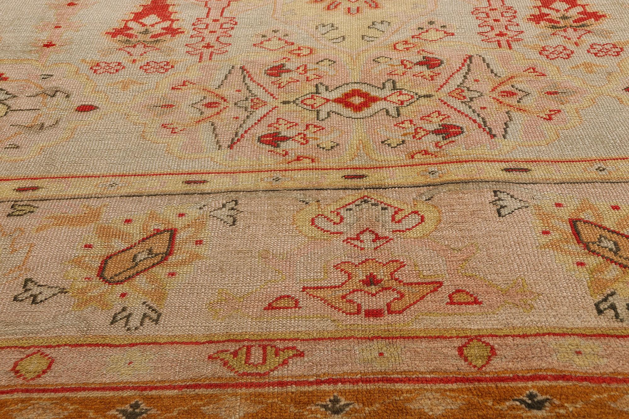 Wool Late 19th Century Turkish Oushak Carpet with Modern Style For Sale