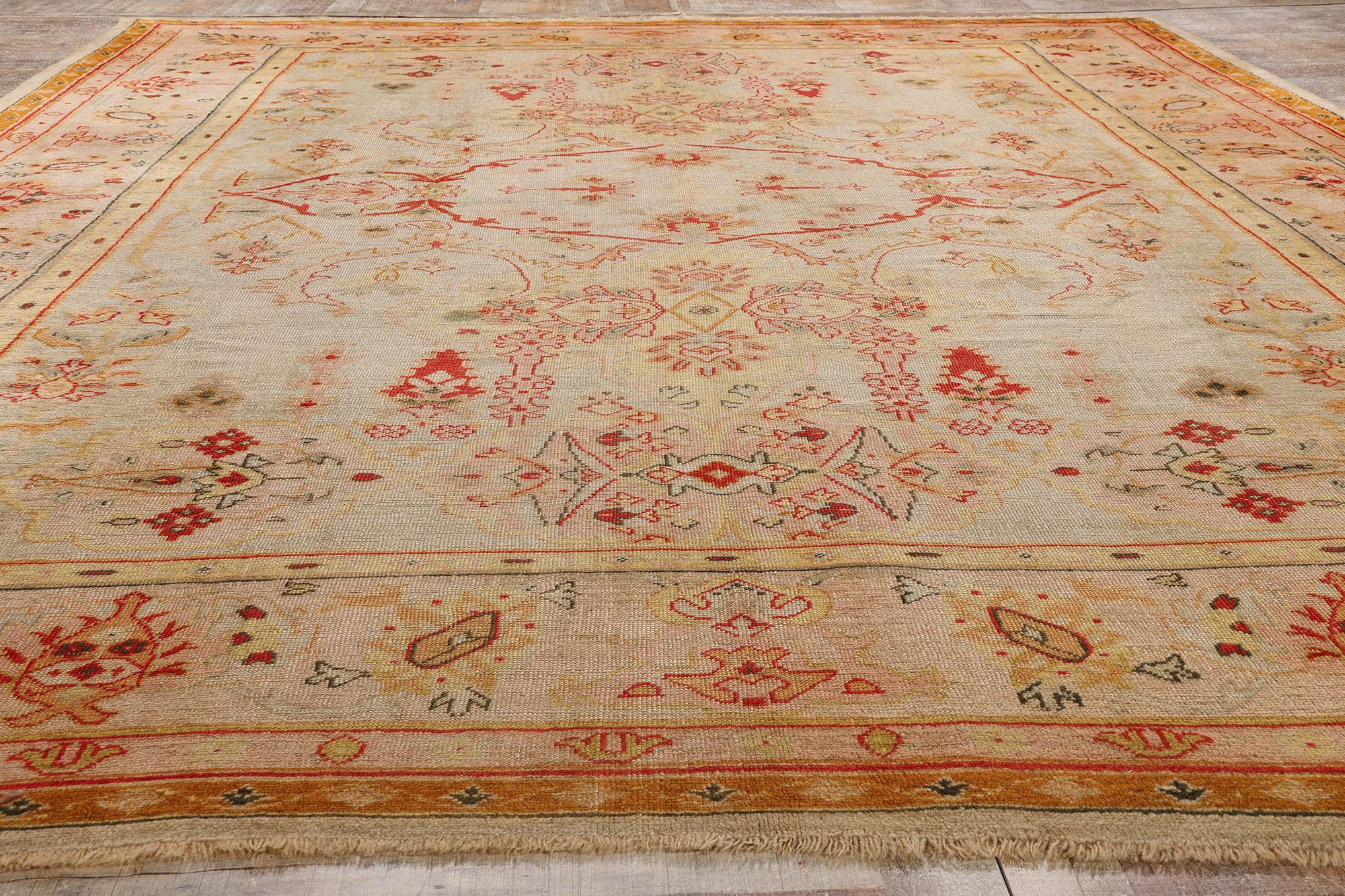 Late 19th Century Turkish Oushak Carpet with Modern Style For Sale 1