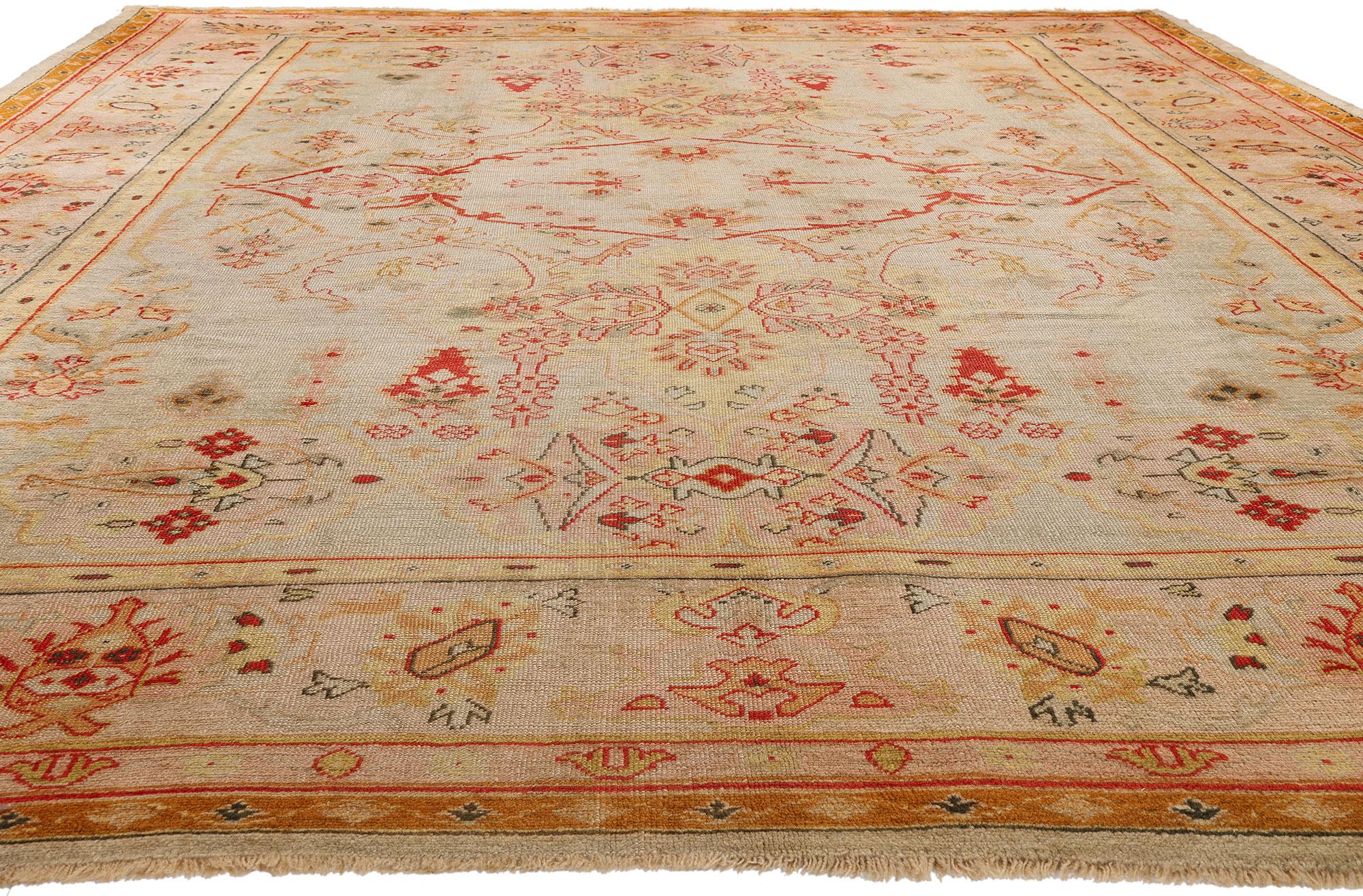 Late 19th Century Turkish Oushak Carpet with Modern Style For Sale 2