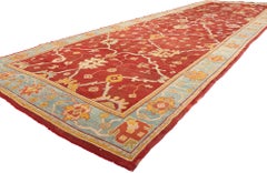 Late 19th Century Turkish Oushak Gallery Carpet Runner with Modern Style