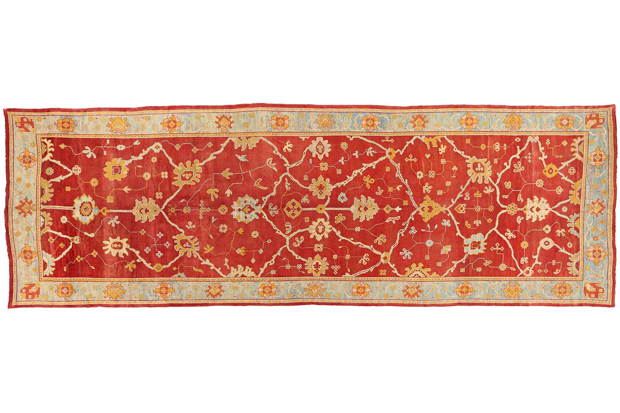 Alfombra turca de galería Oushak de estilo moderno de finales del siglo XIX en venta 3