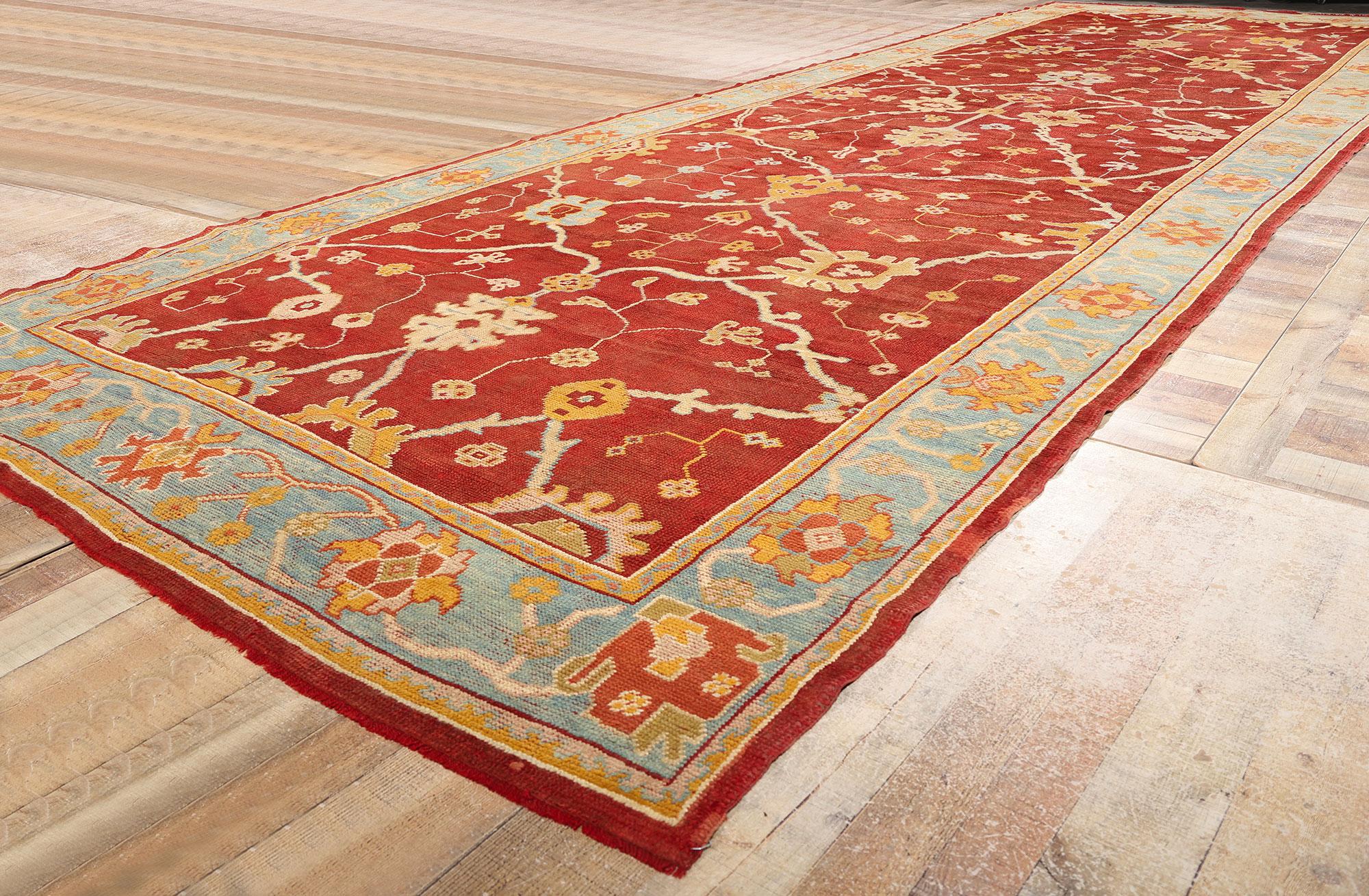 Alfombra turca de galería Oushak de estilo moderno de finales del siglo XIX Lana en venta