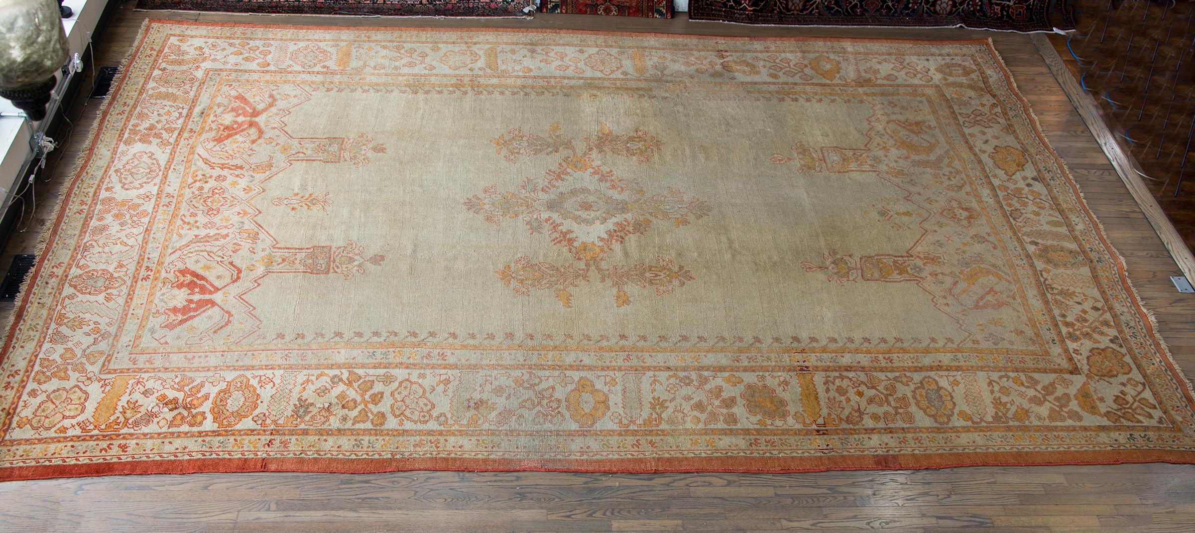 Late 19th Century Turkish Oushak Rug For Sale 7