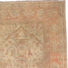 Late 19th Century Beige and Terracotta Turkish Oushak Rug