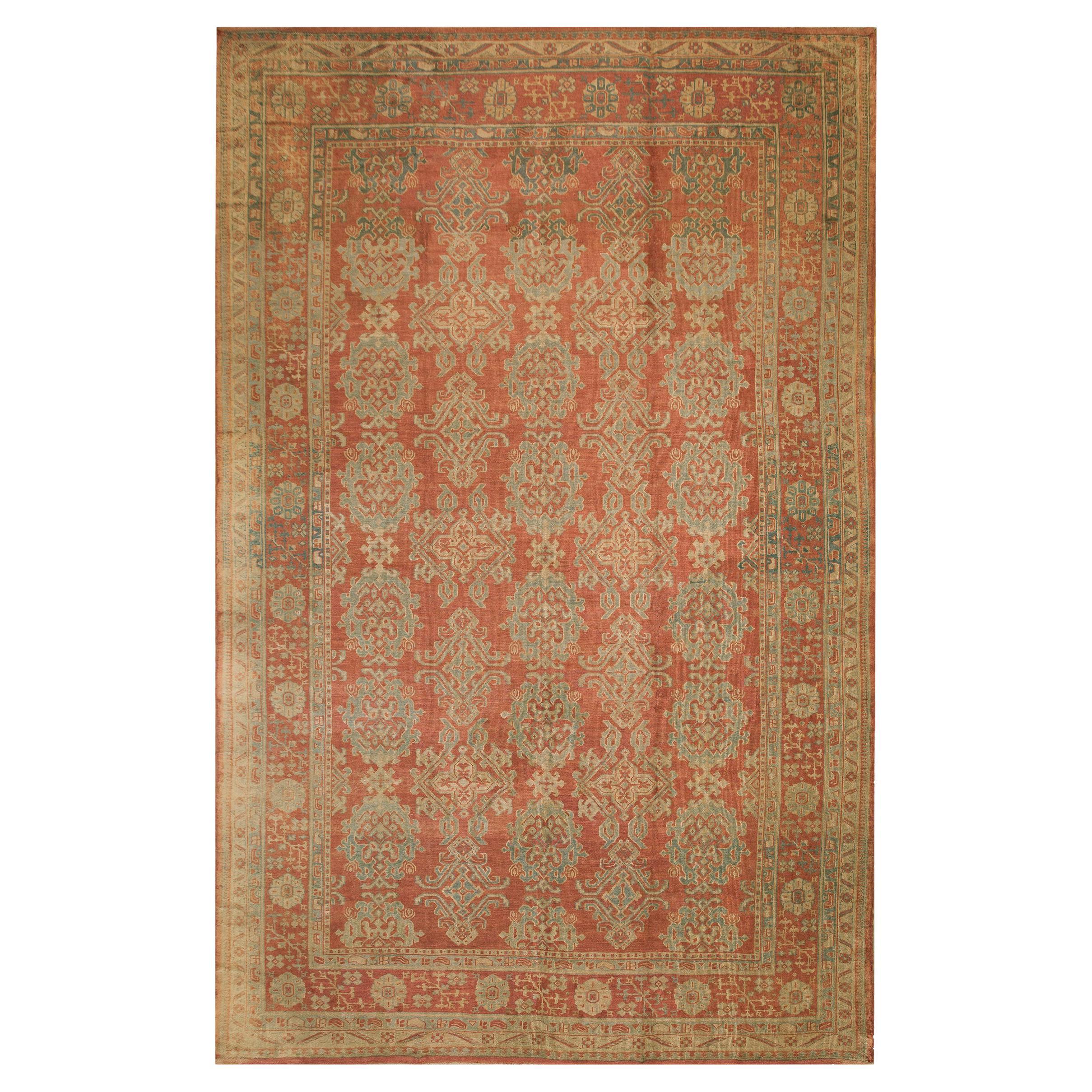 Tappeto Oushak Smyrna turco della fine del XIX secolo ( 12'6" x 19' - 380 x 580 )