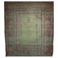 Türkischer Gebetsteppich aus dem späten 19. Jahrhundert, handgewebt aus Wolle, hellgelb, 4' x 4'