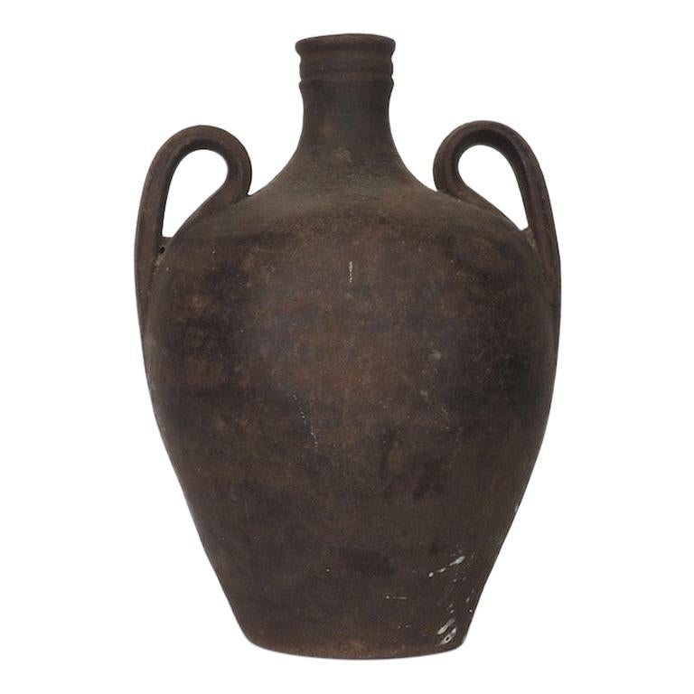 Late 19th Century Two Handled Antique Portuguese Stoneware Jug For Sale