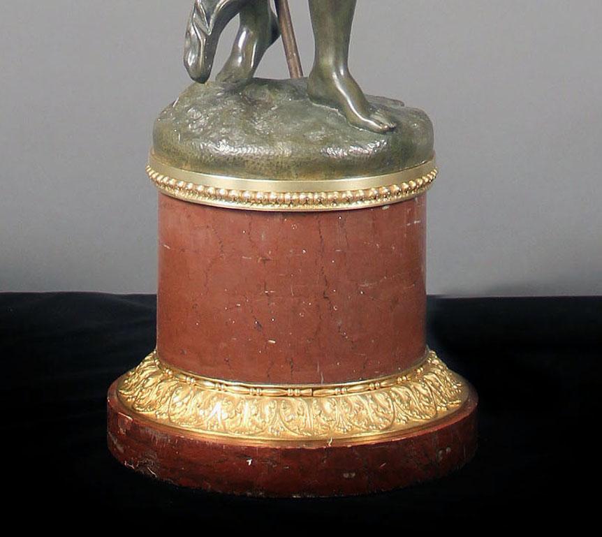 French Late 19th Century Two-Tone Bronze Lamp after Clodion For Sale