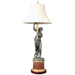 Late 19th Century Two-Tone Bronze Lamp after Clodion